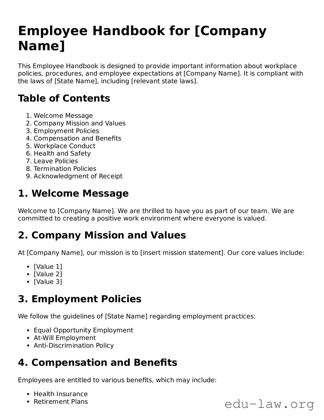 Employee Handbook Template