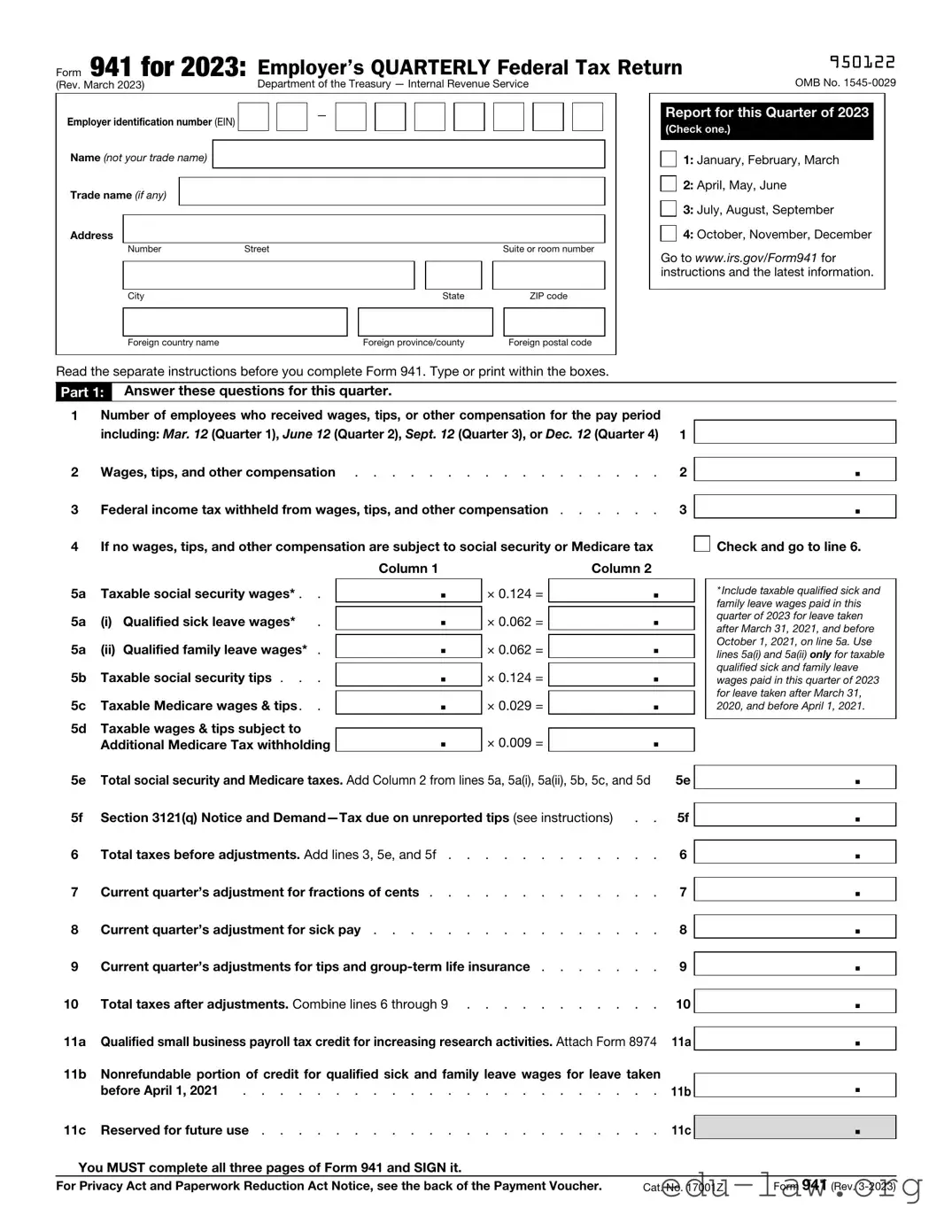 Fill in Your IRS 941 Template