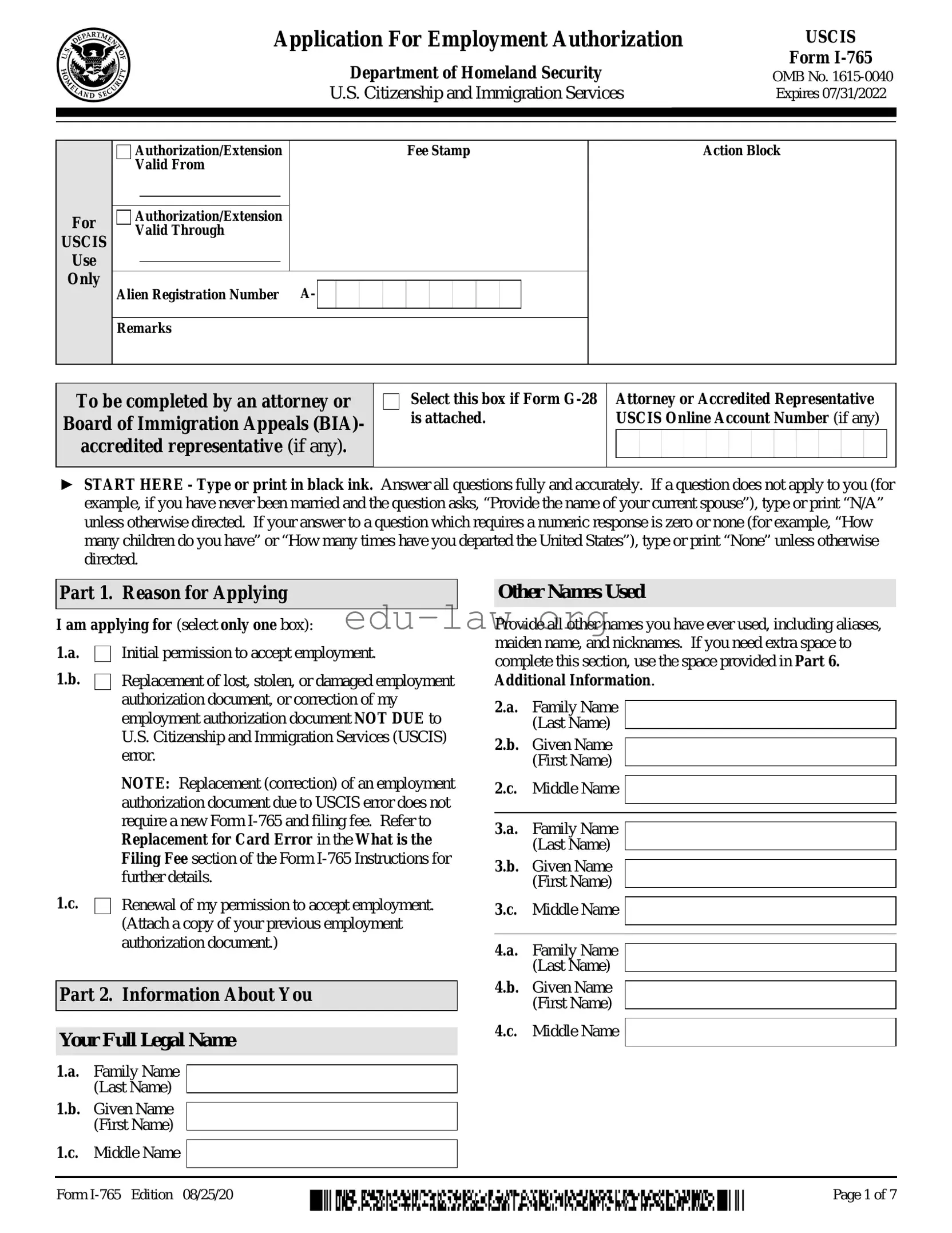 Fill in Your I 765 Template