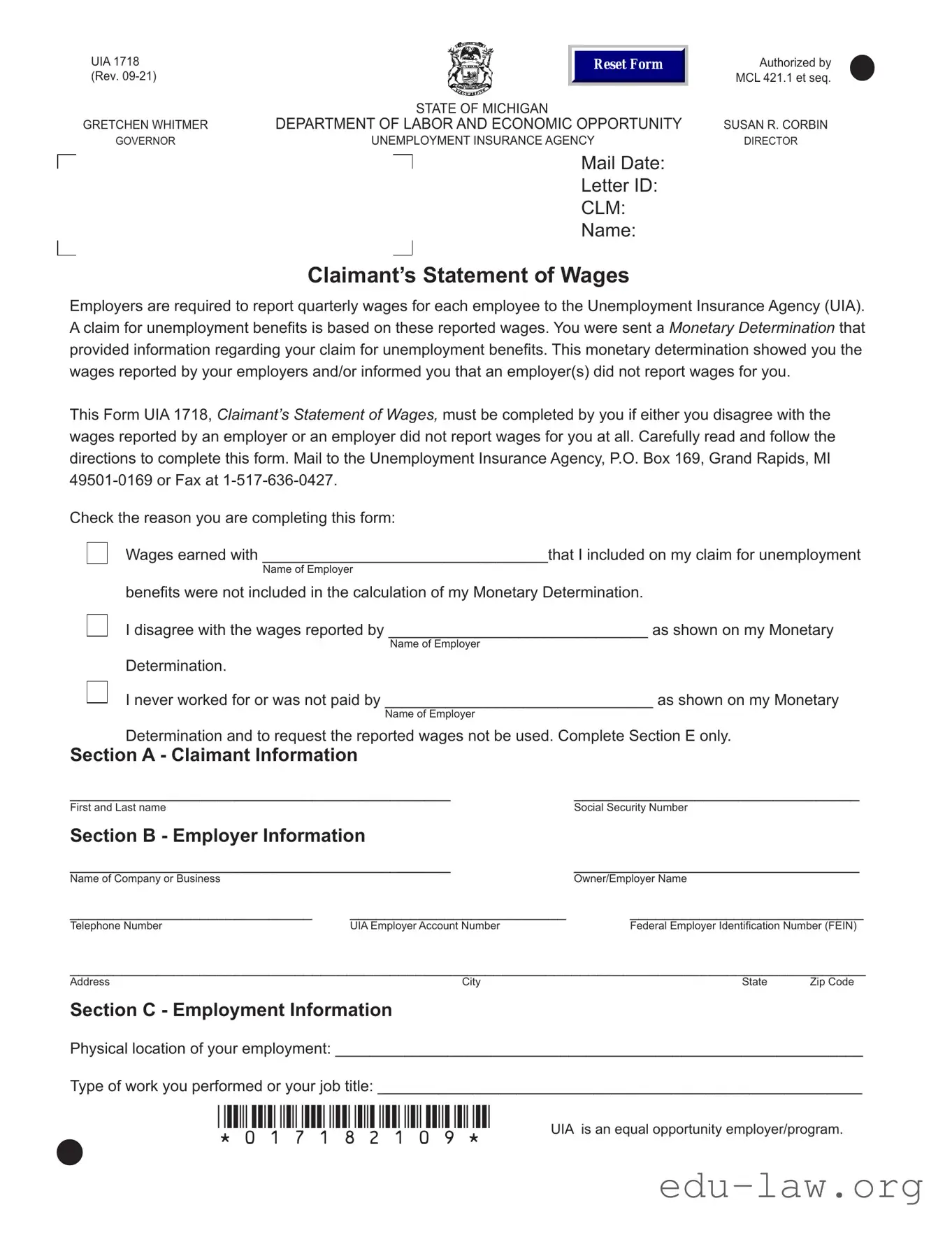 Fill in Your Uia 1718 Template