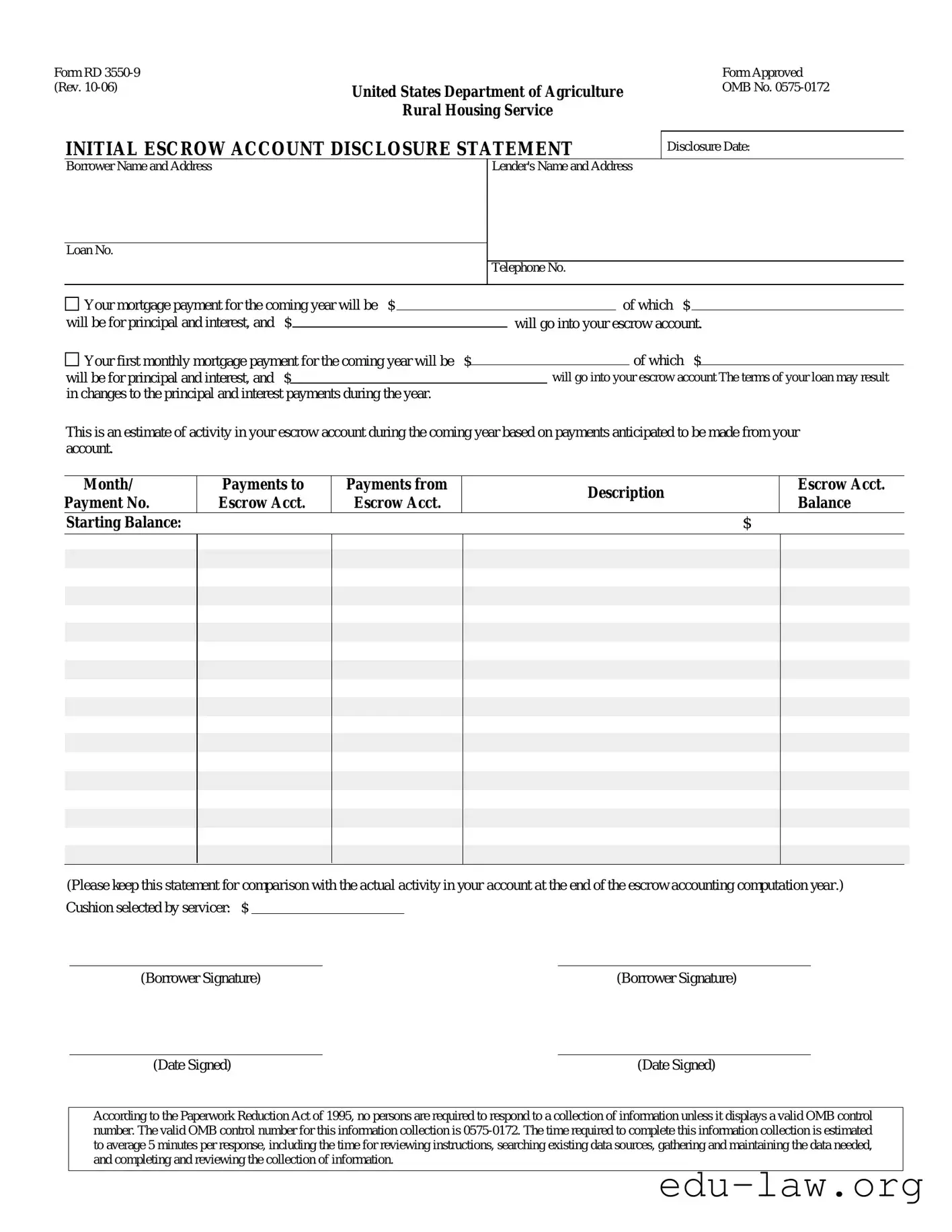 Fill in Your Escrow Disclosure Template