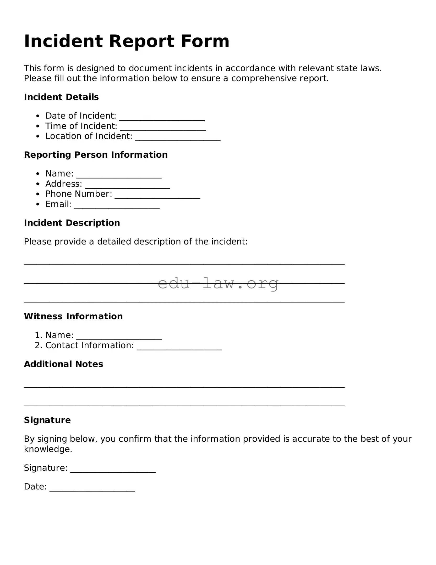 Incident Report Form Template