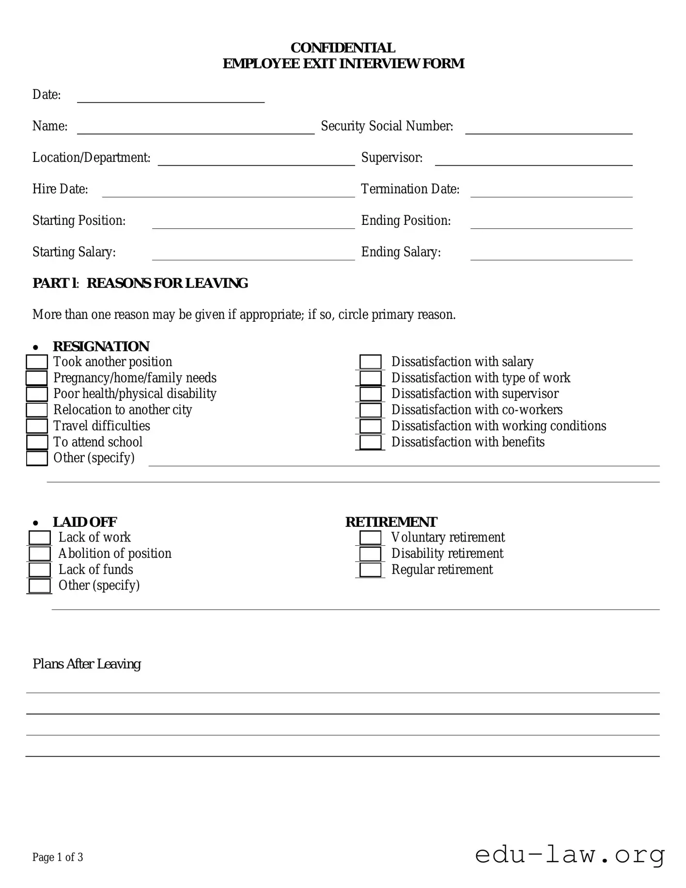 Fill in Your Exit Interview Template