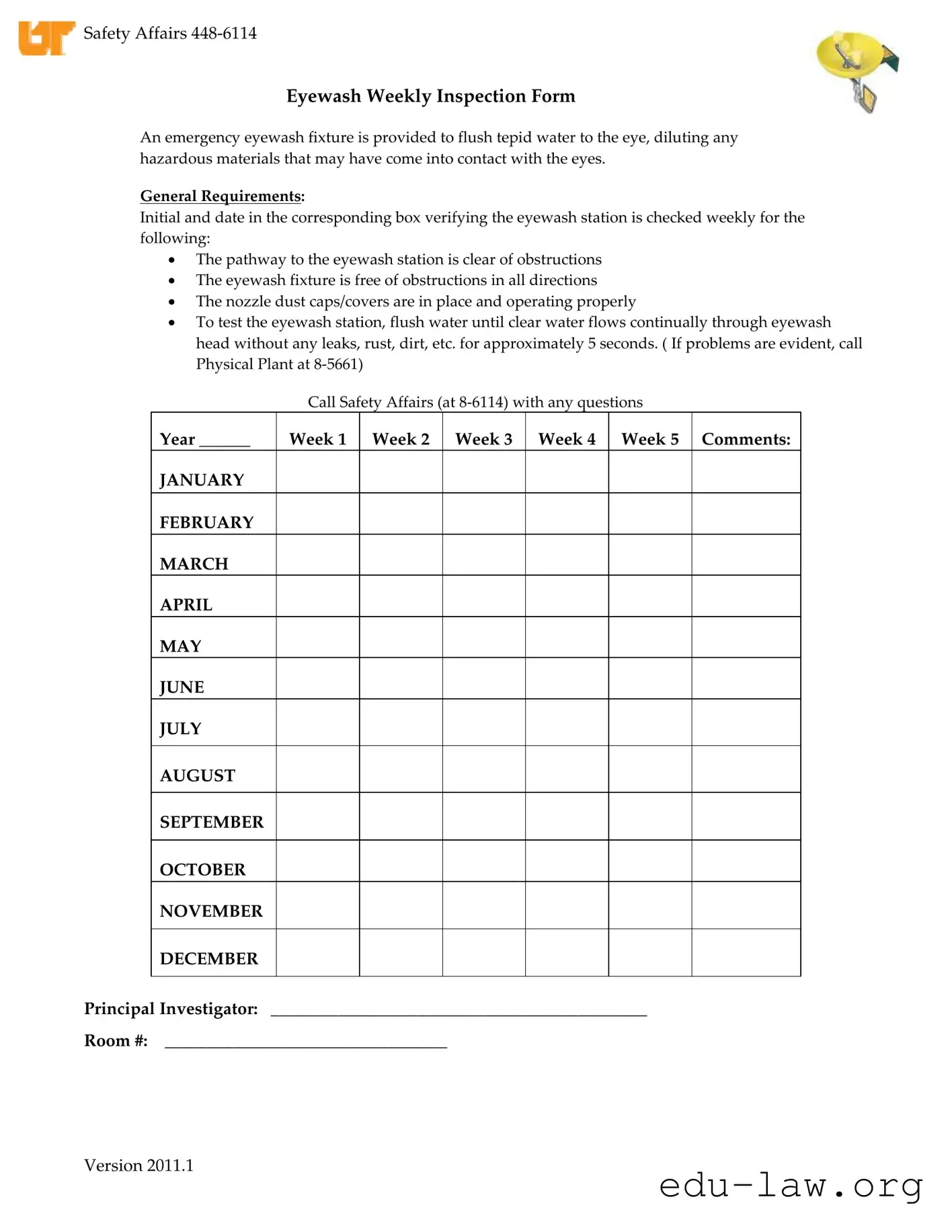 Fill in Your Eyewash Station Log Sheet Template