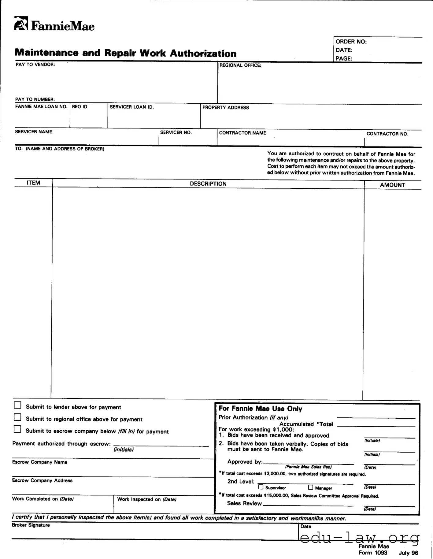 Fill in Your Fannie Mae 1093 Template