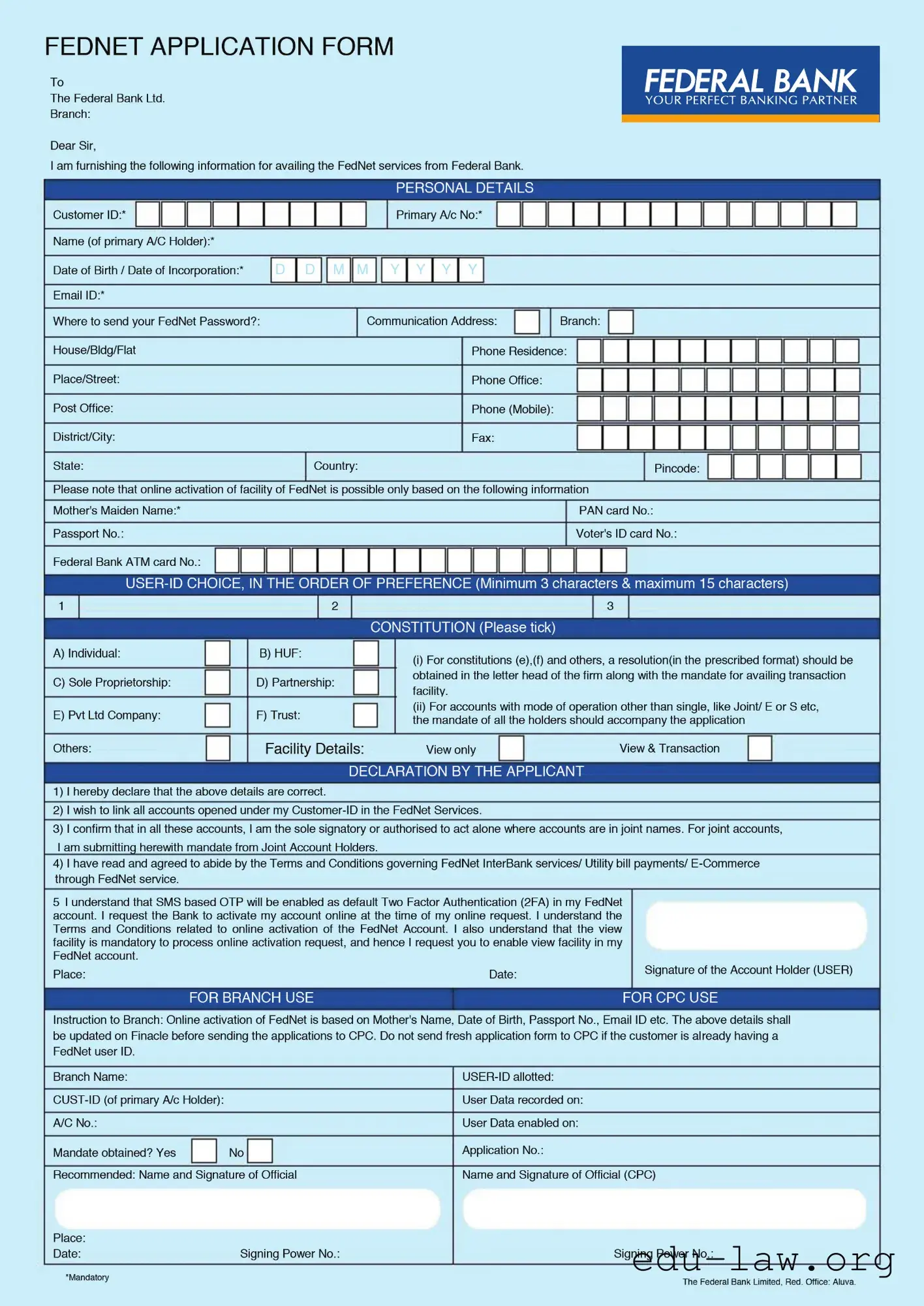 Fill in Your Fednet Application Template