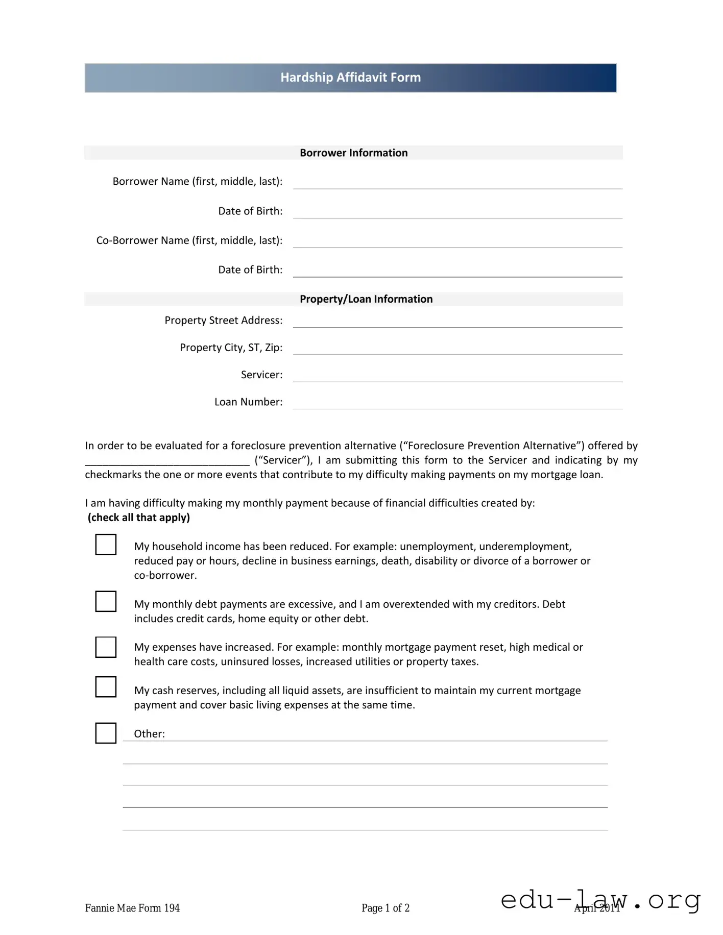 Fill in Your Fannie Mae 194 Template
