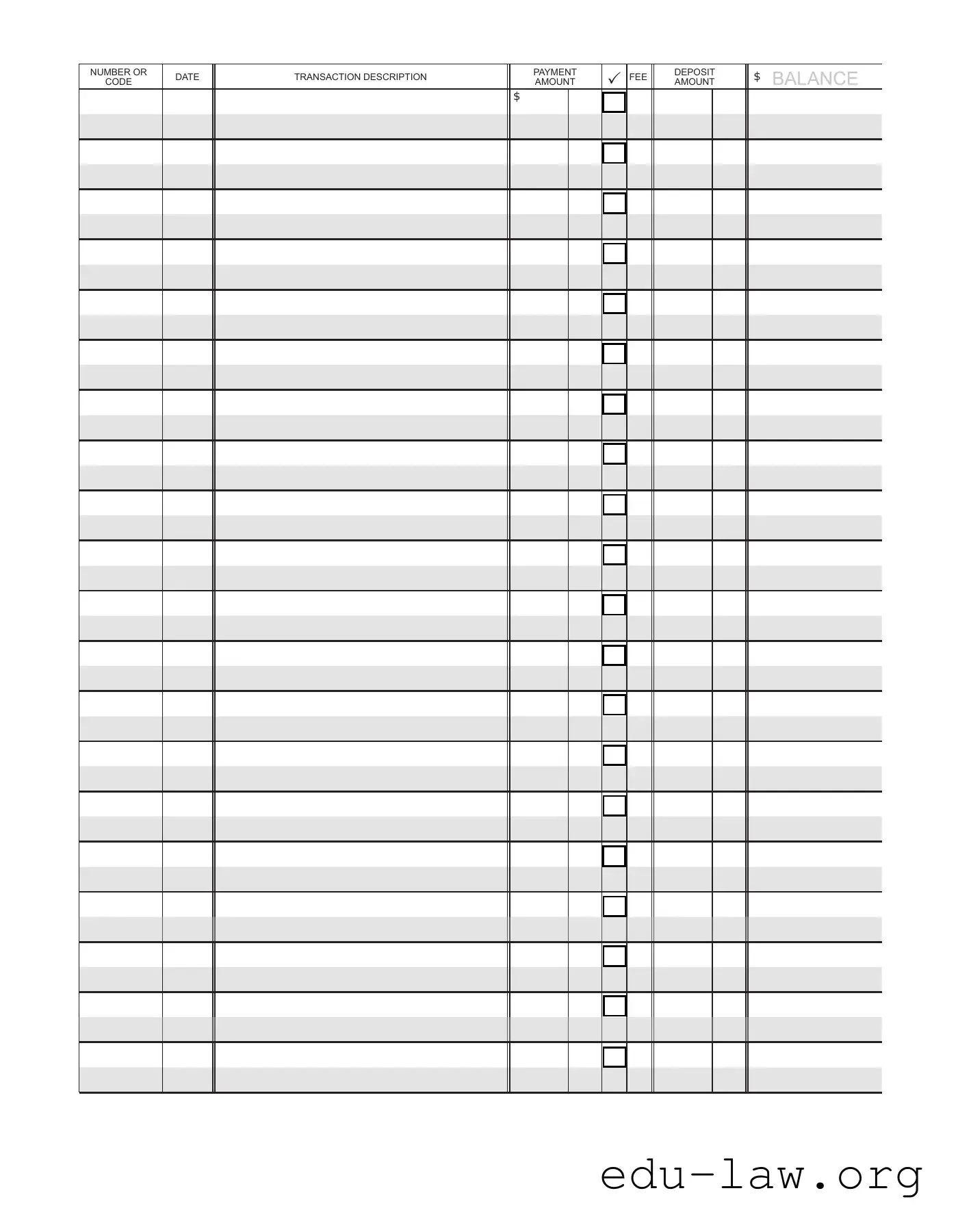 Fill in Your Check Register Template