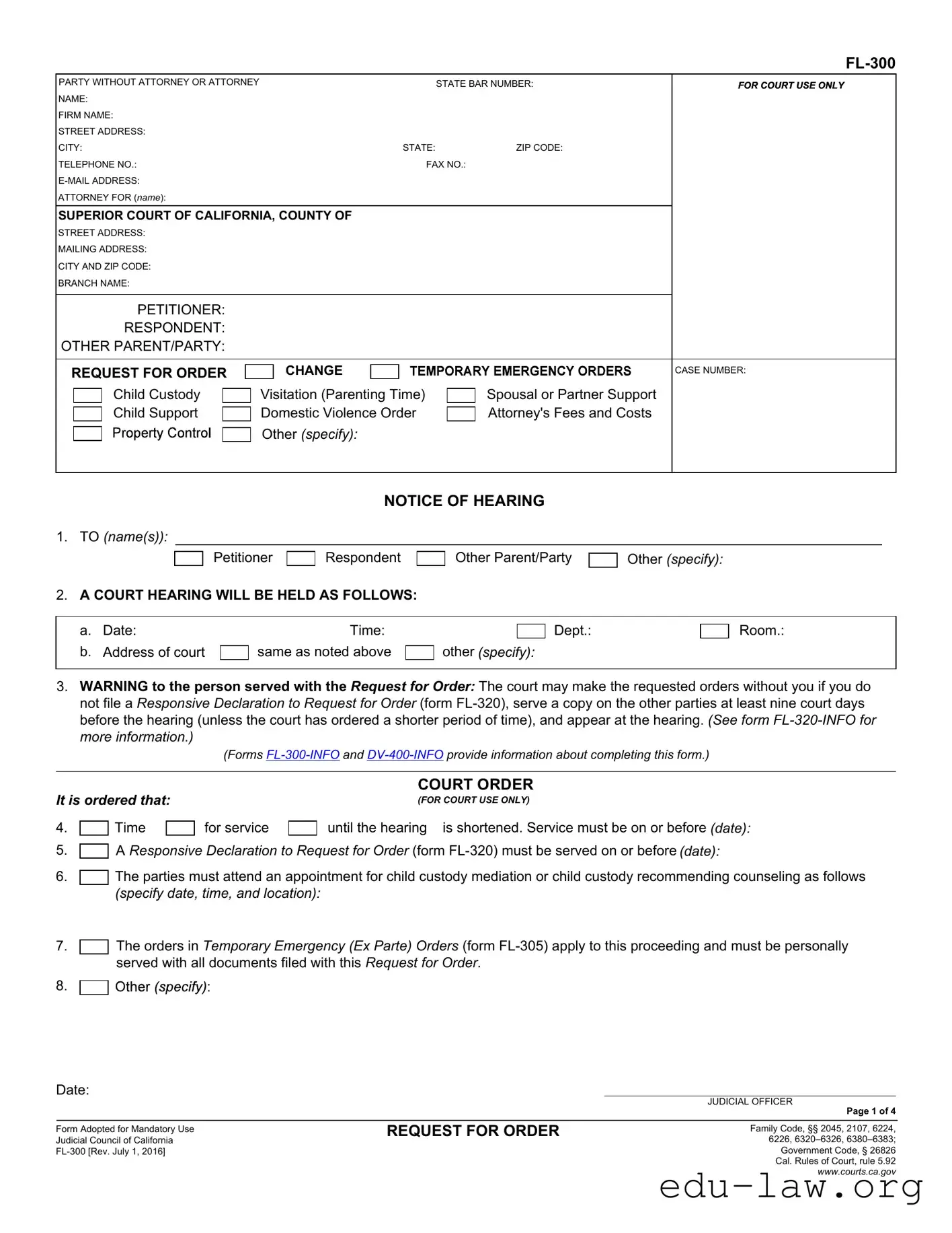 Fill in Your Fl 300 Template