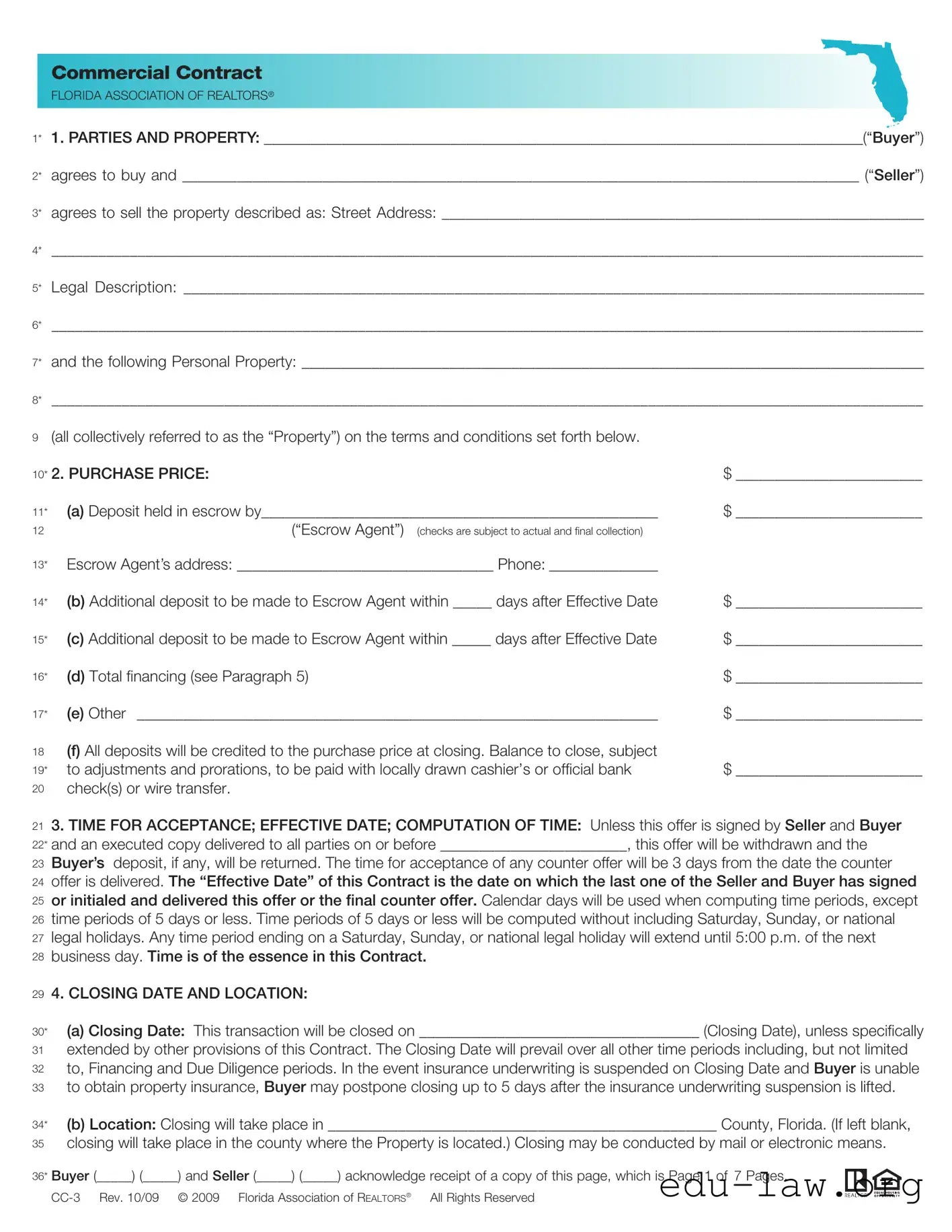 Fill in Your Florida Commercial Contract Template