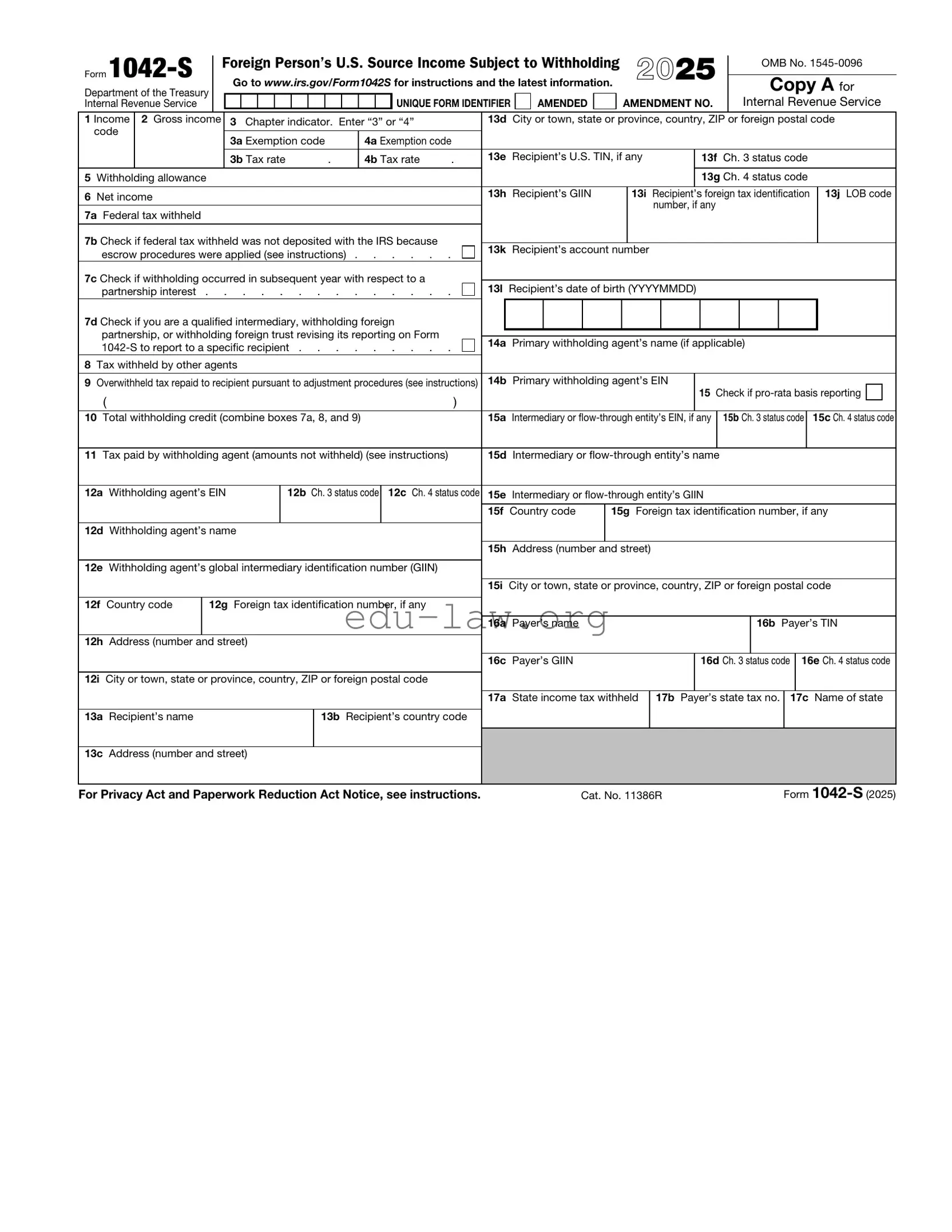 Fill in Your IRS 1042-S Template