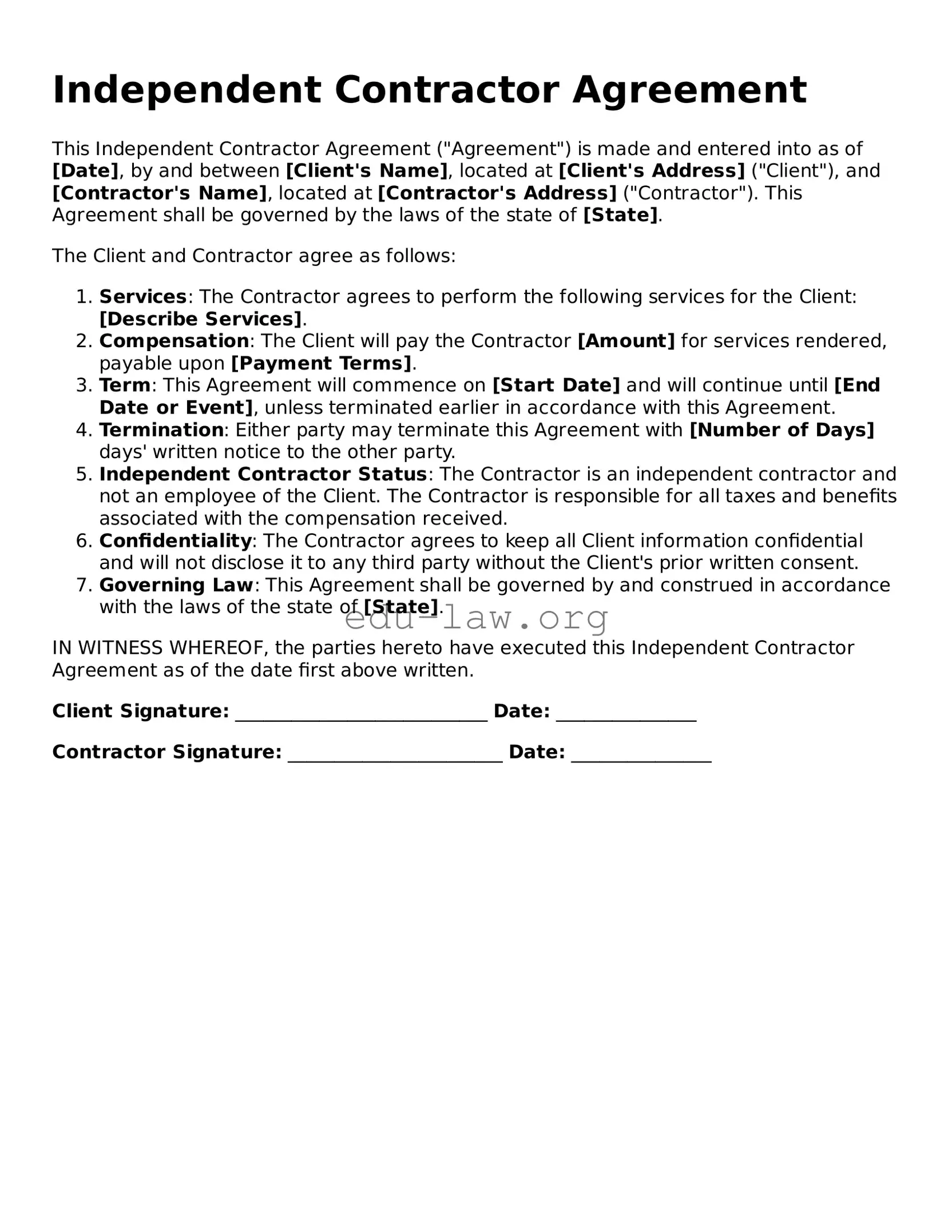 Independent Contractor Agreement Template