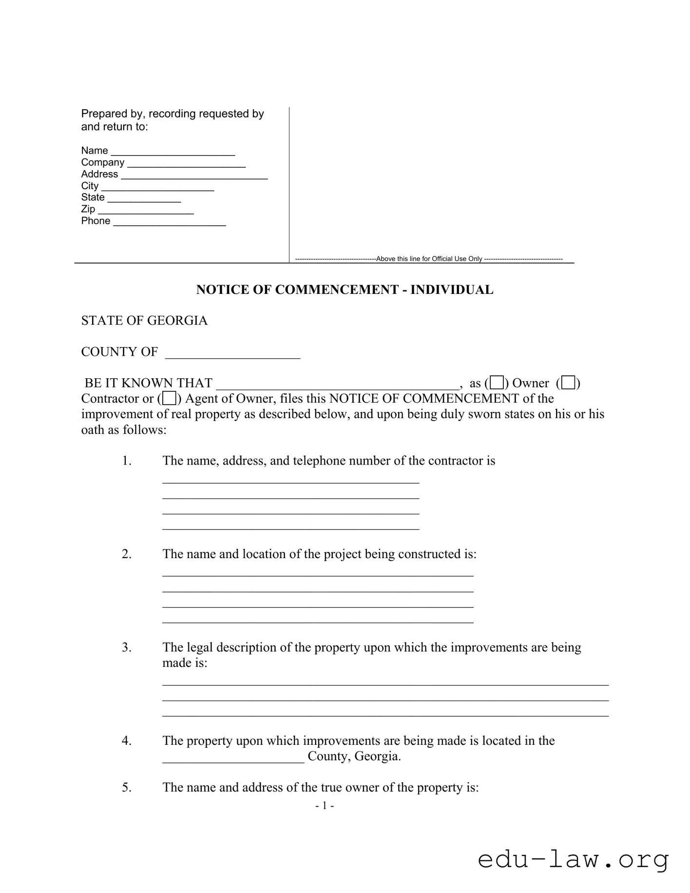 Fill in Your Georgia Notice Template