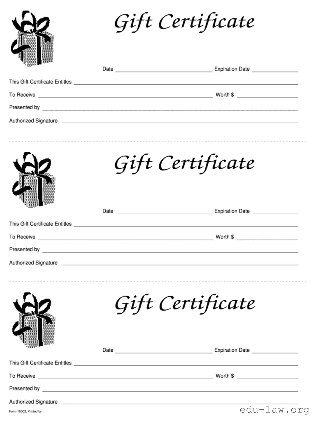Fill in Your Gift Certificate Template
