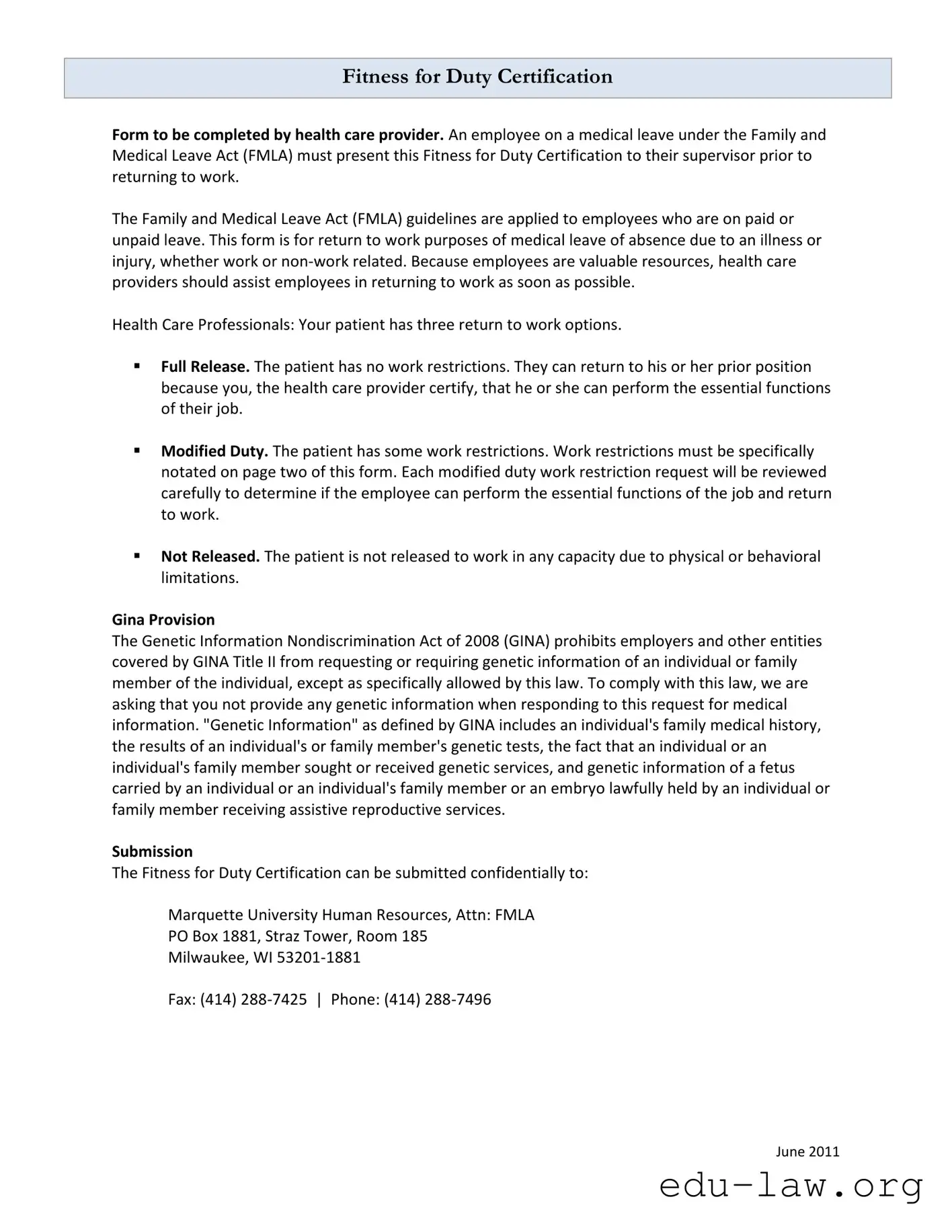 Fill in Your Fitness For Duty Template