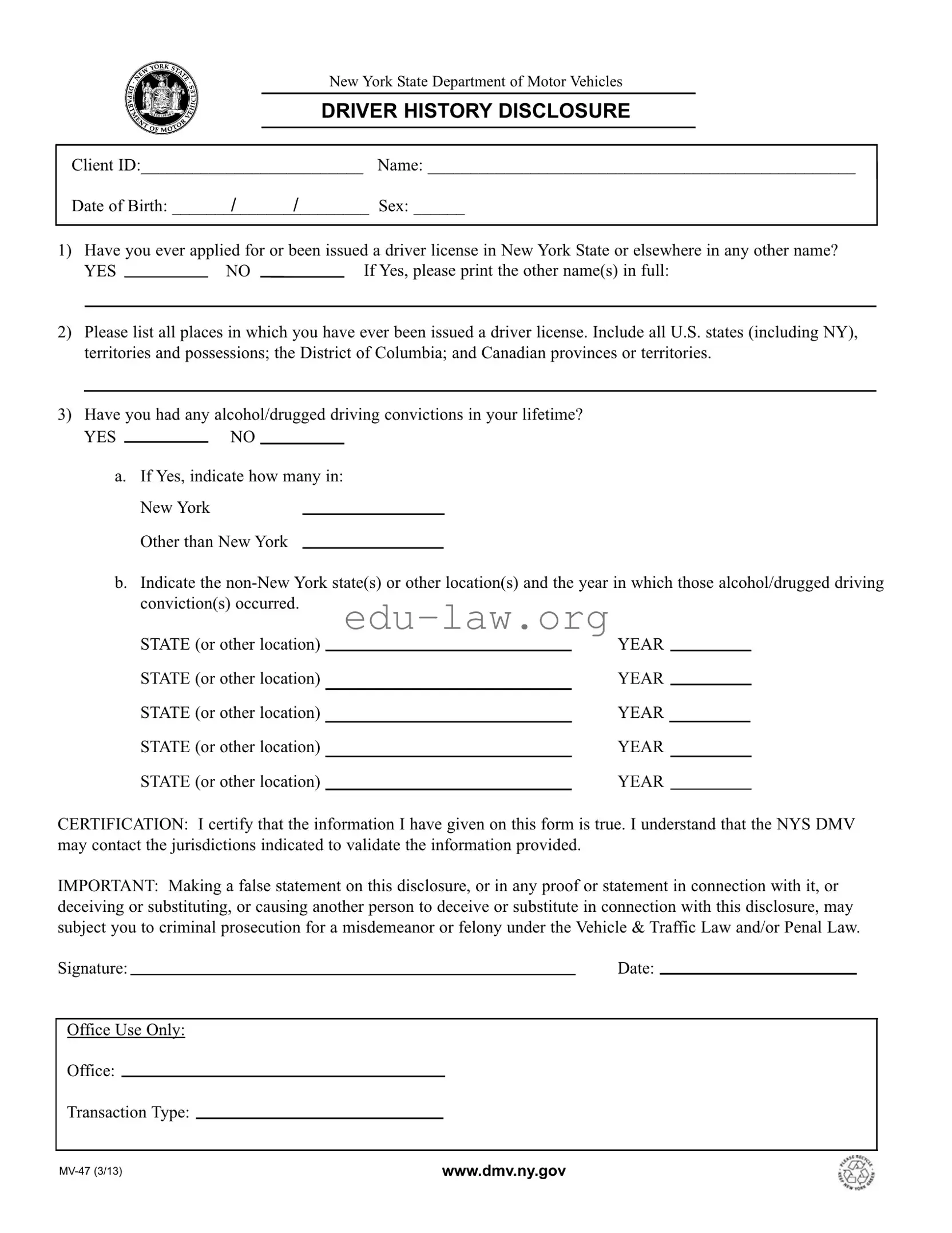 Fill in Your Mv 47 Template