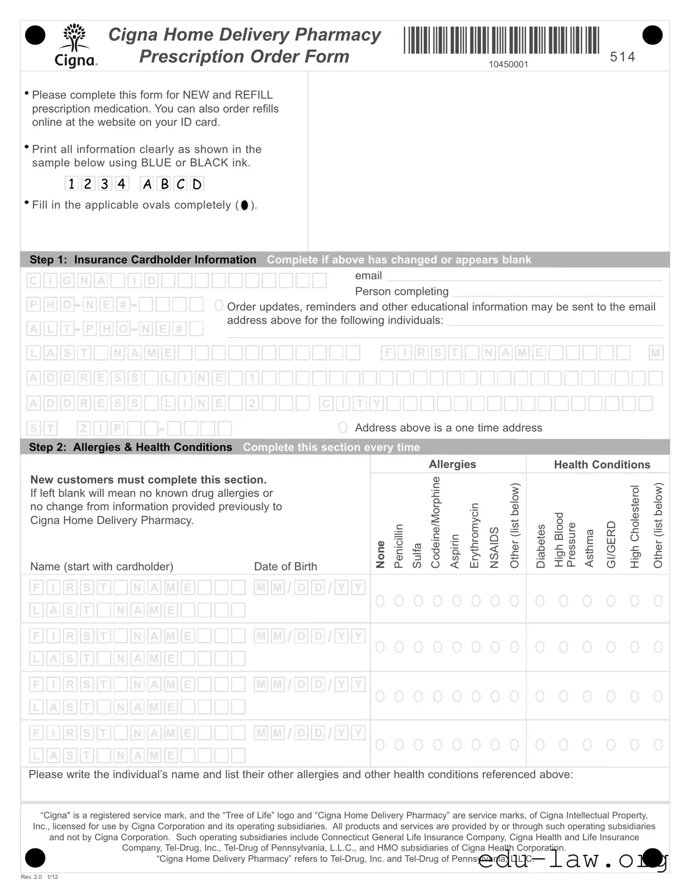 Fill in Your Cigna Home Delivery Template