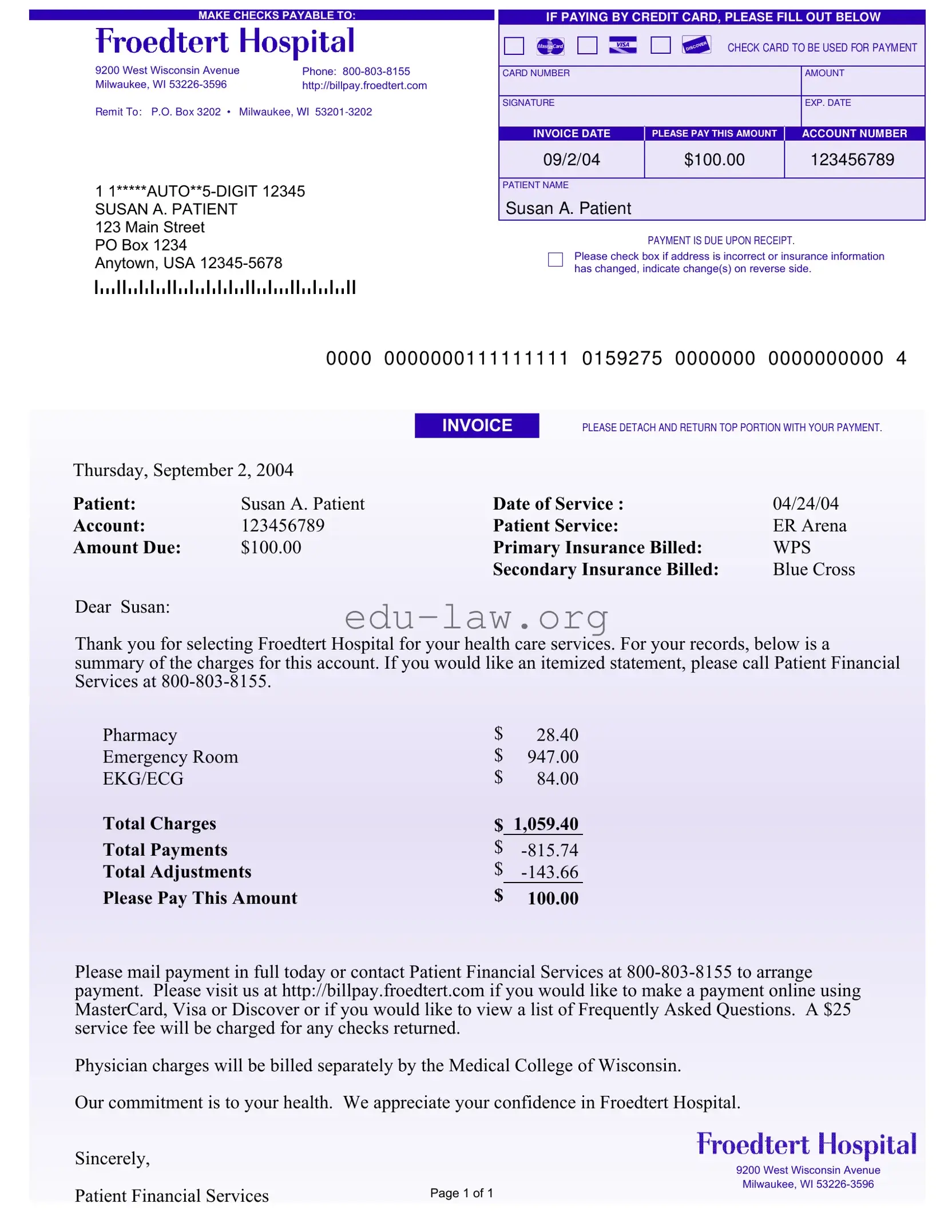 Fill in Your Hospital Bill Template