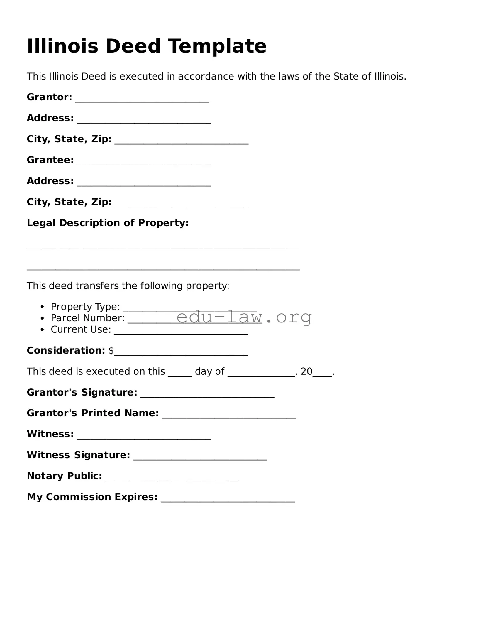 Legal  Deed Template for Illinois