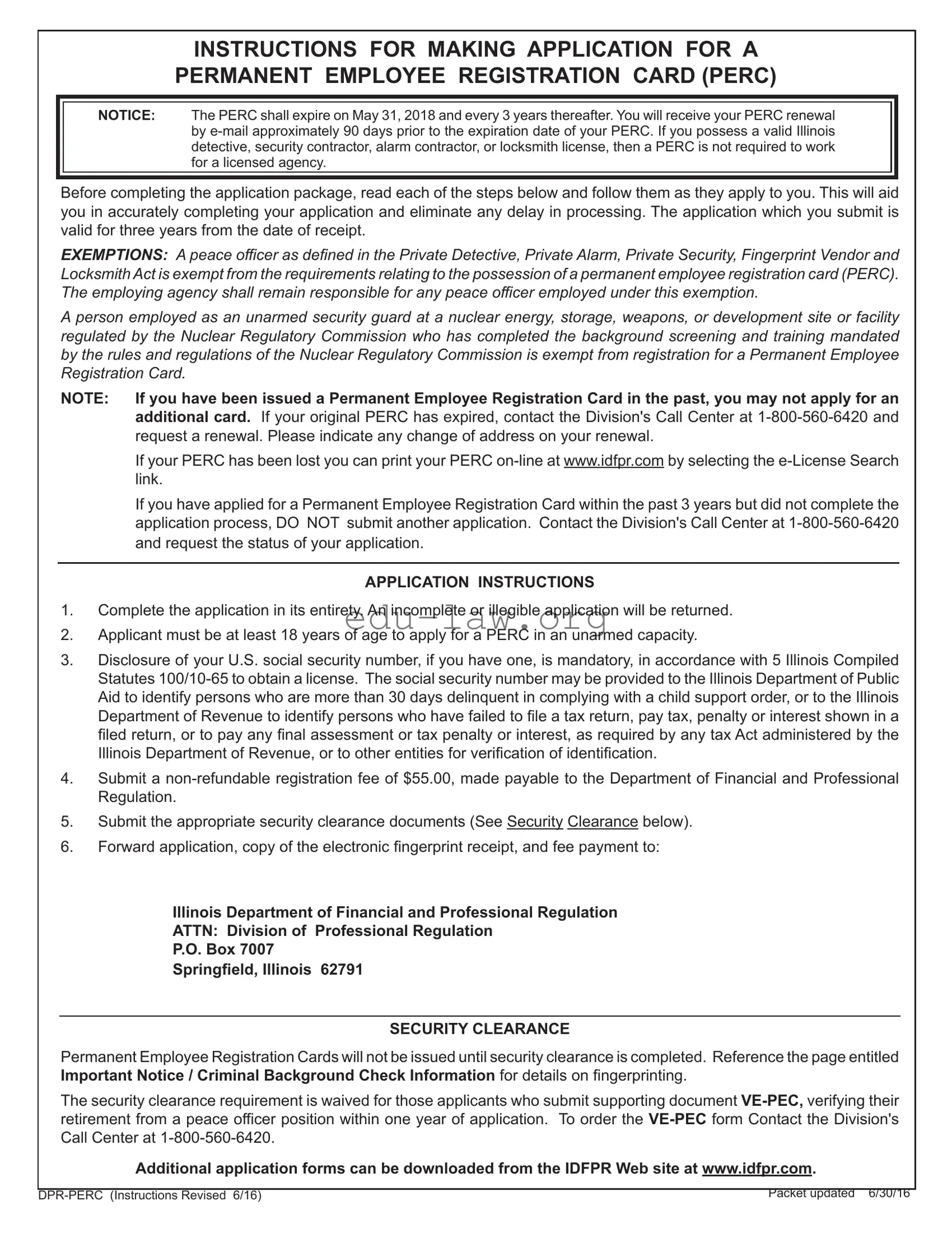 Fill in Your Illinois Perc Card Template