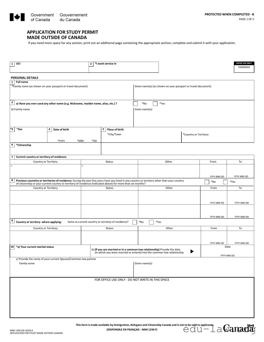 Fill in Your Imm 1294 Template
