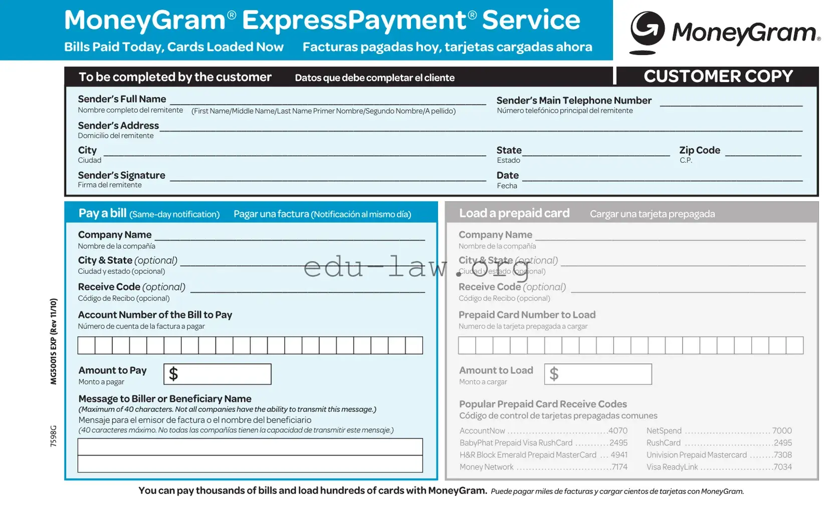 Fill in Your Moneygram Express Payment Template