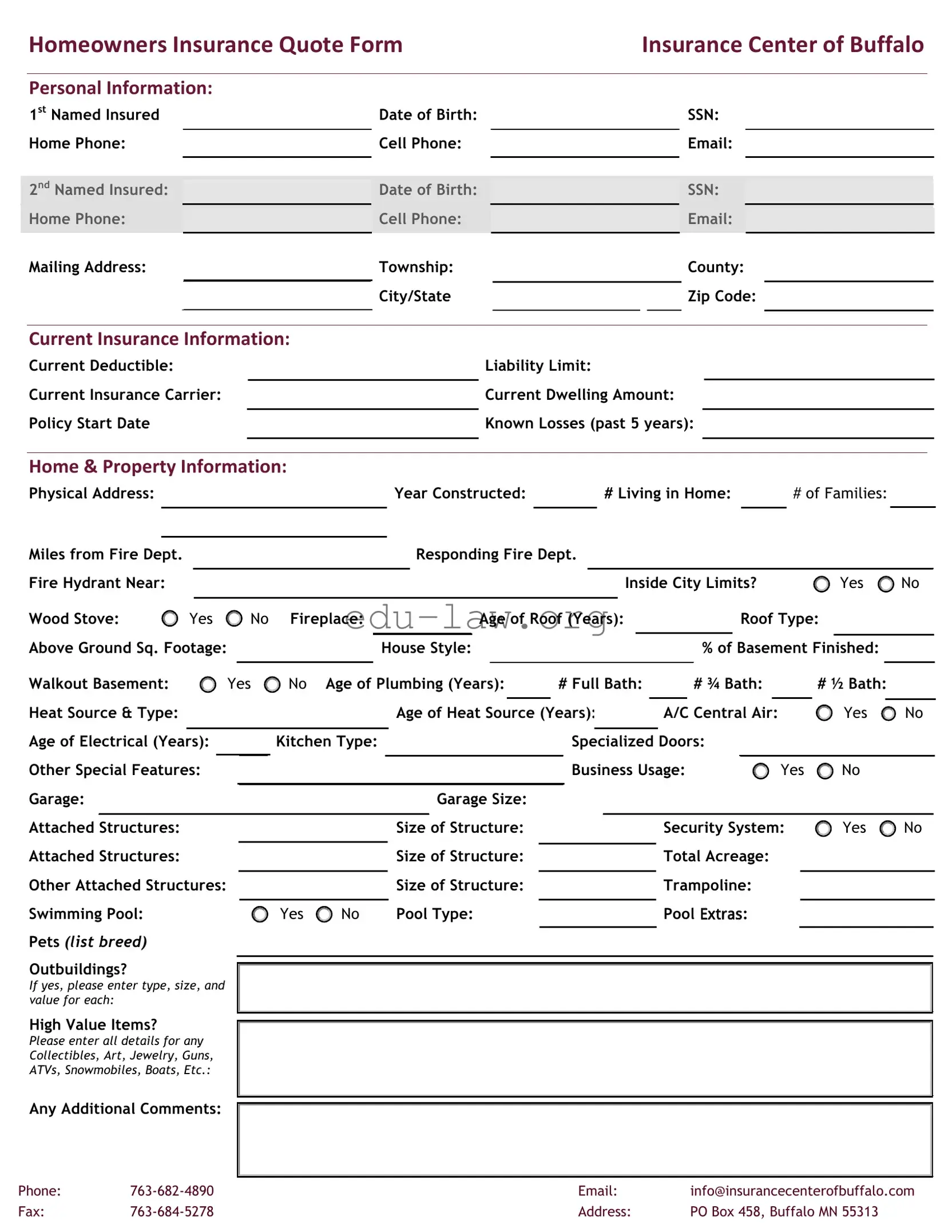 Fill in Your Insurance Quote Template