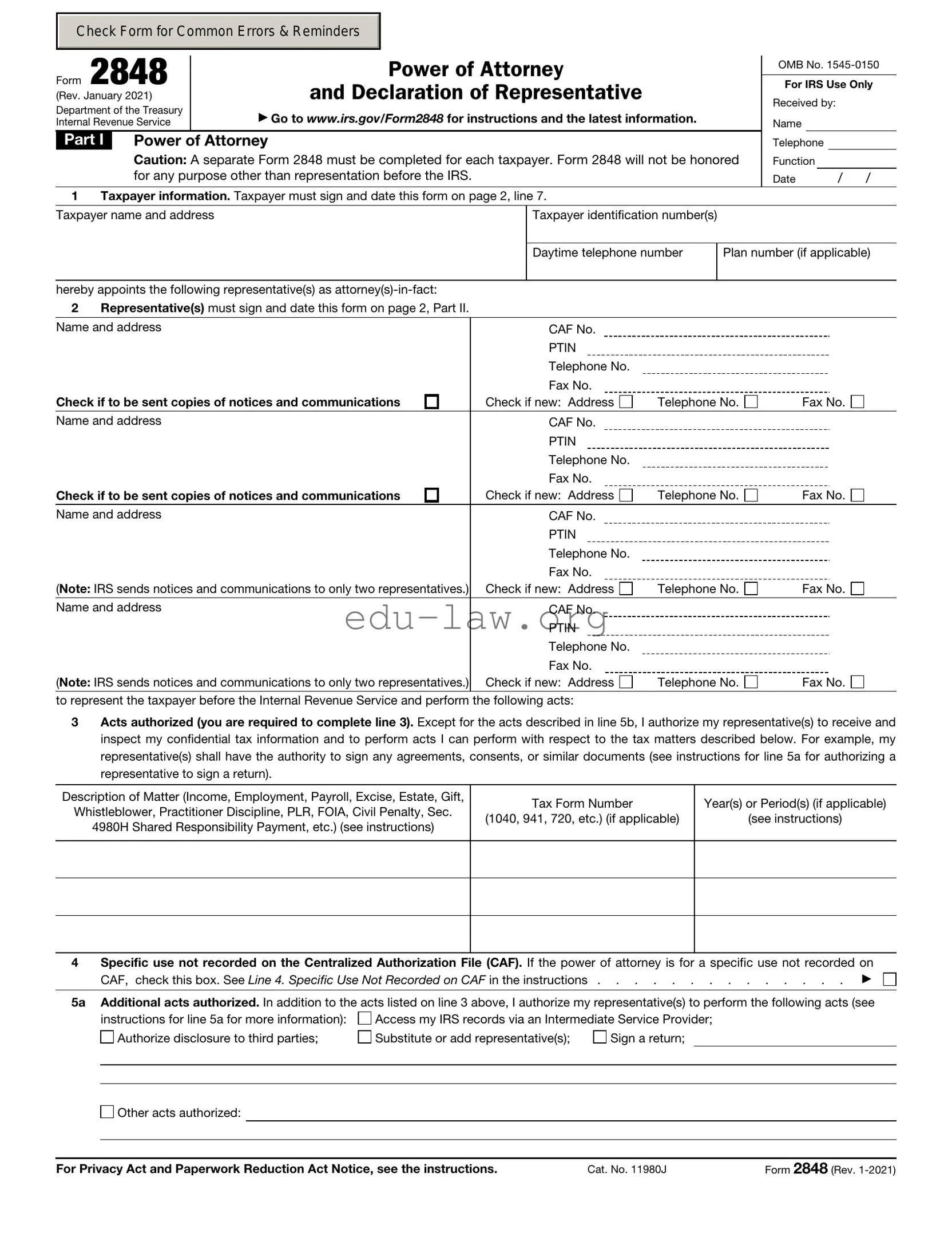 Fill in Your IRS Power of Attorney ( 2848) Template