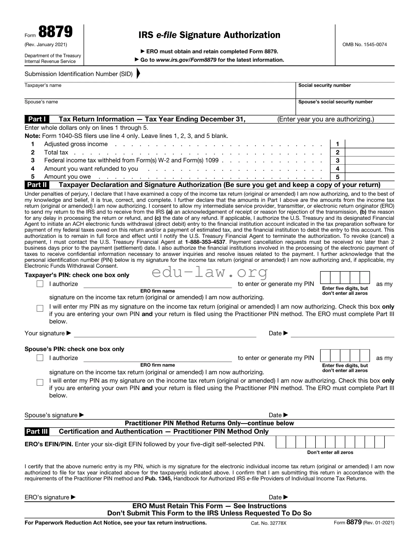 Fill in Your IRS 8879 Template