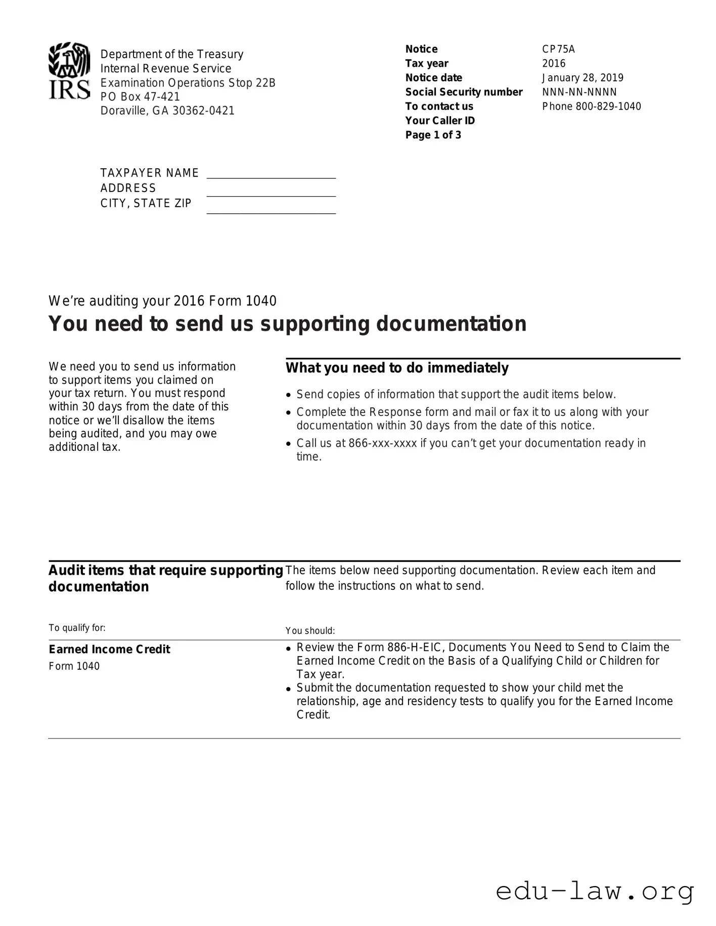 Fill in Your Cp75A Template