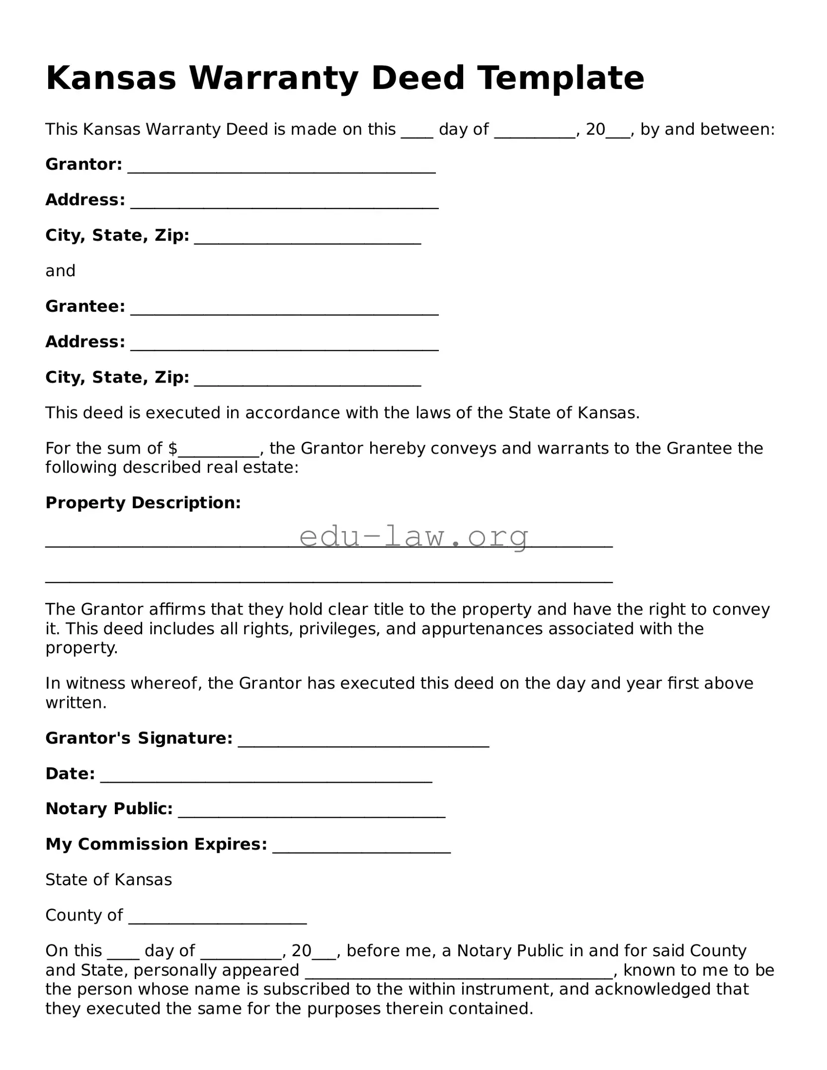 Legal  Deed Template for Kansas