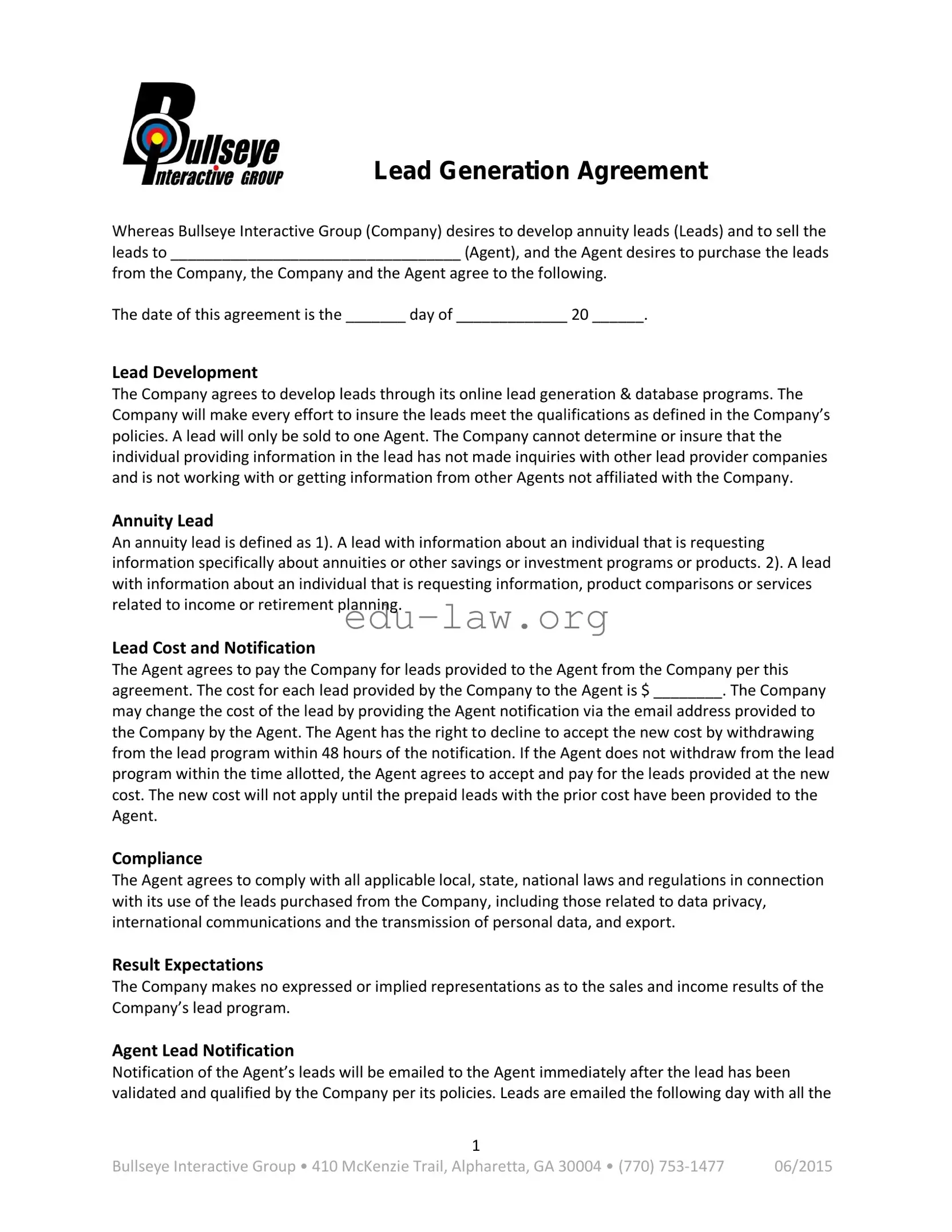 Fill in Your Lead Generation Agreement Template