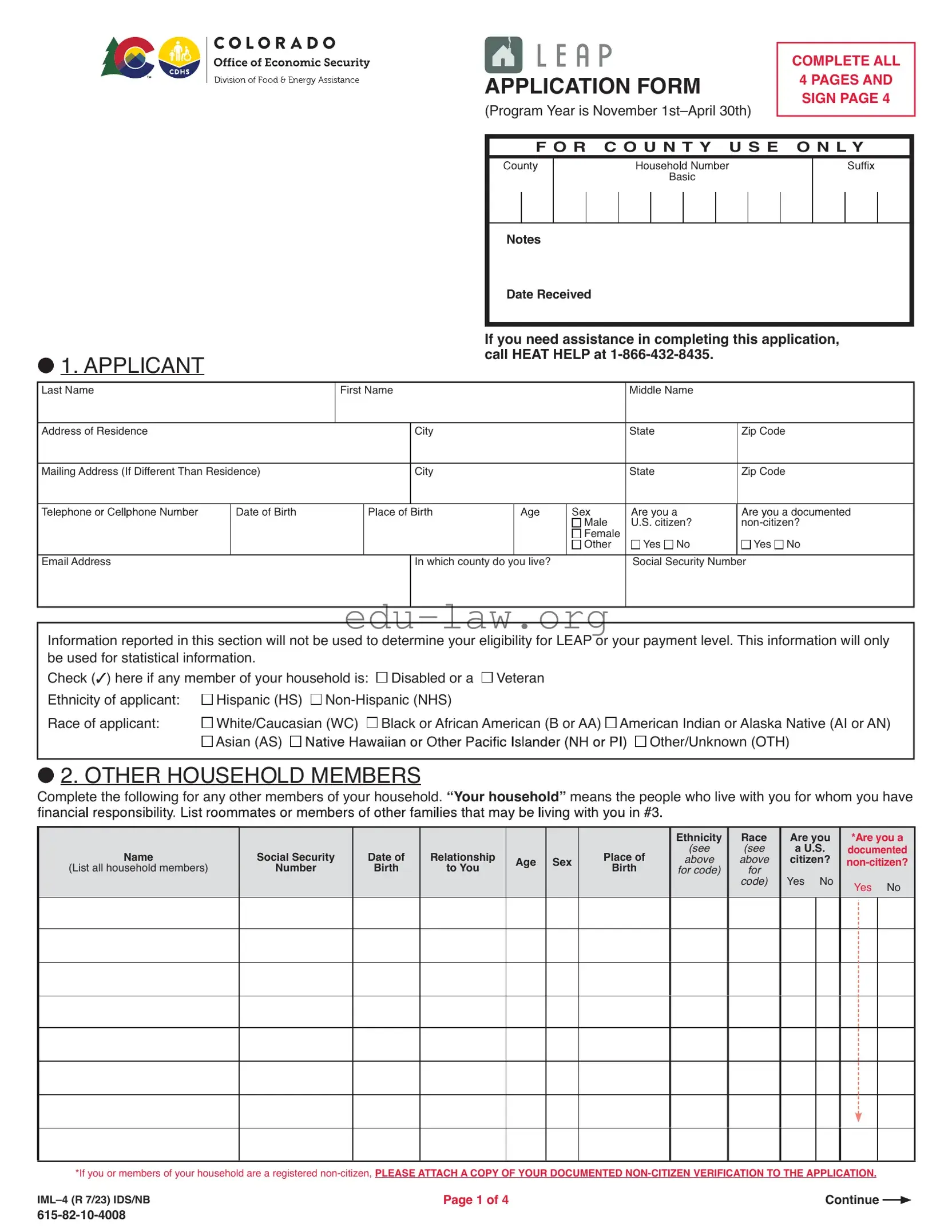 Fill in Your Leap application IML-4 Template