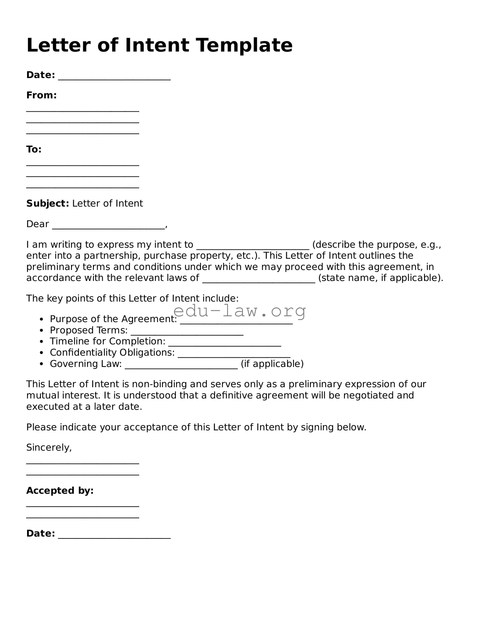 Letter of Intent Template