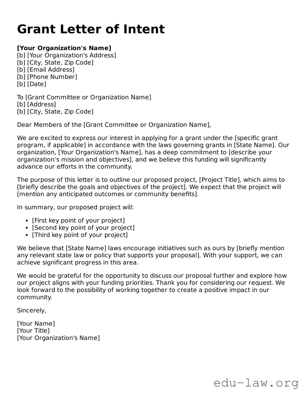 Grant Letter of Intent Template