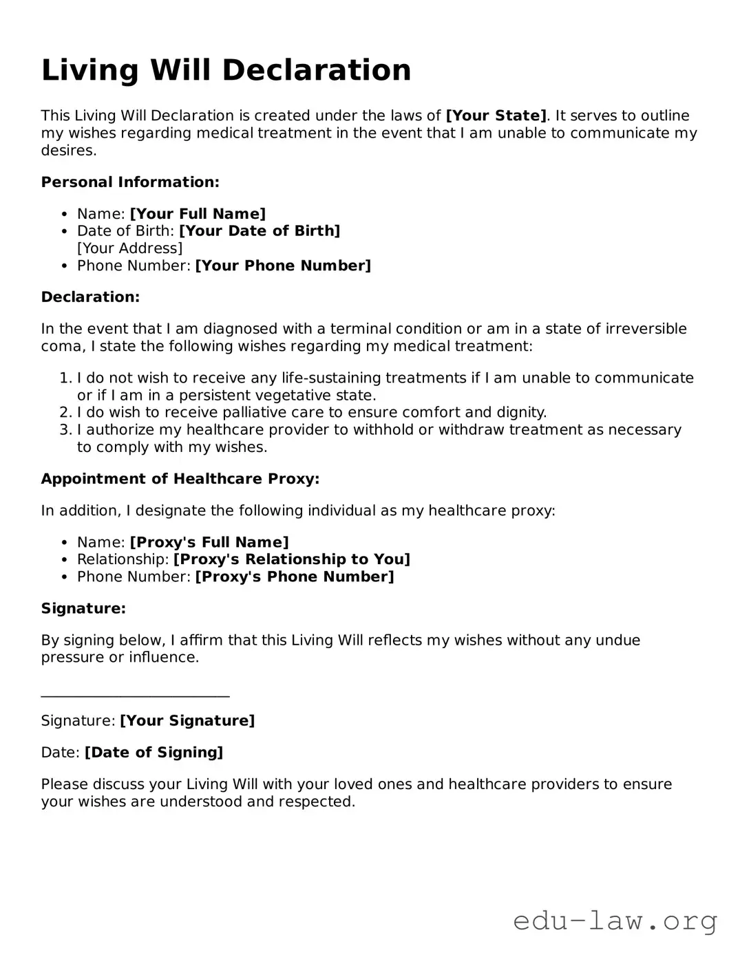 Living Will Template