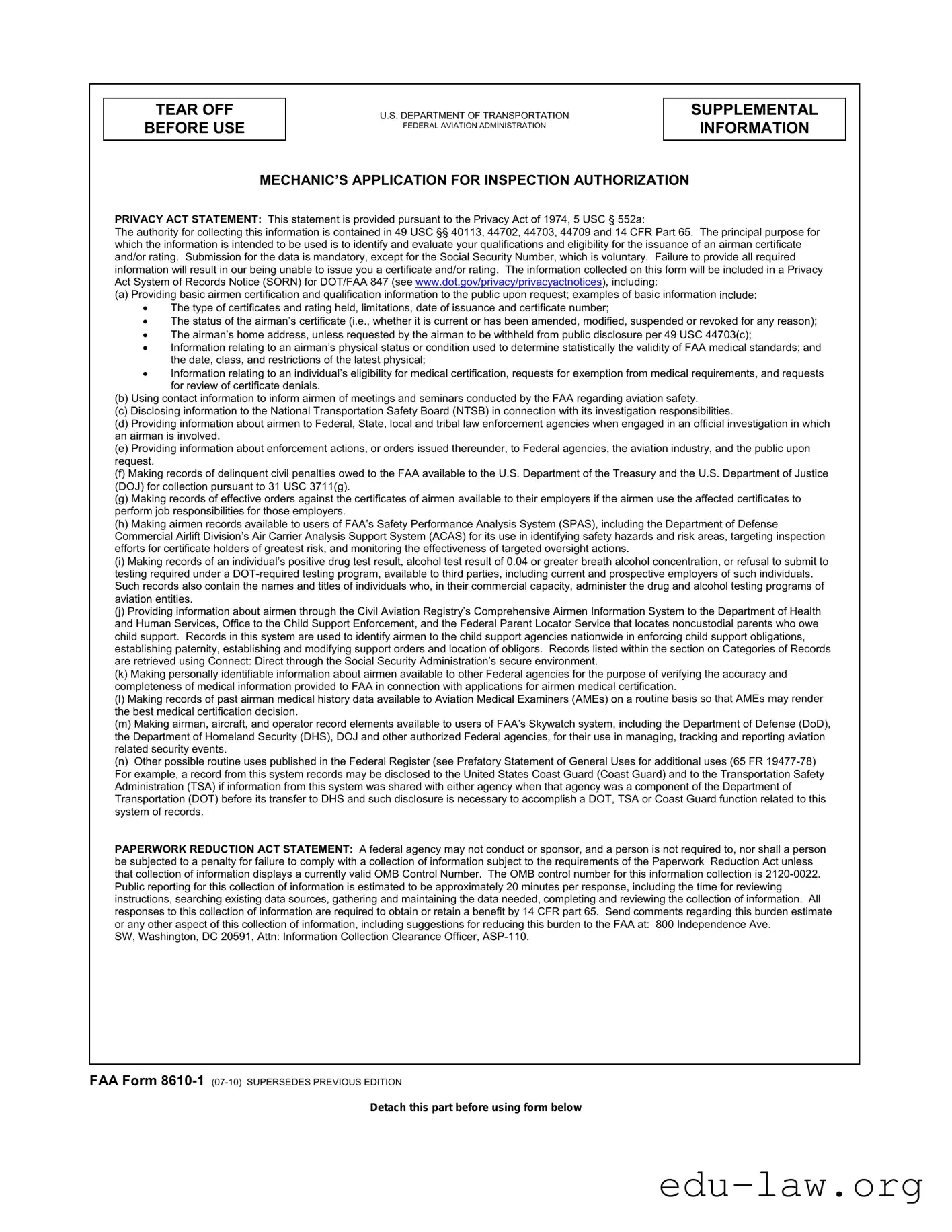 Fill in Your Faa 8610 1 Template