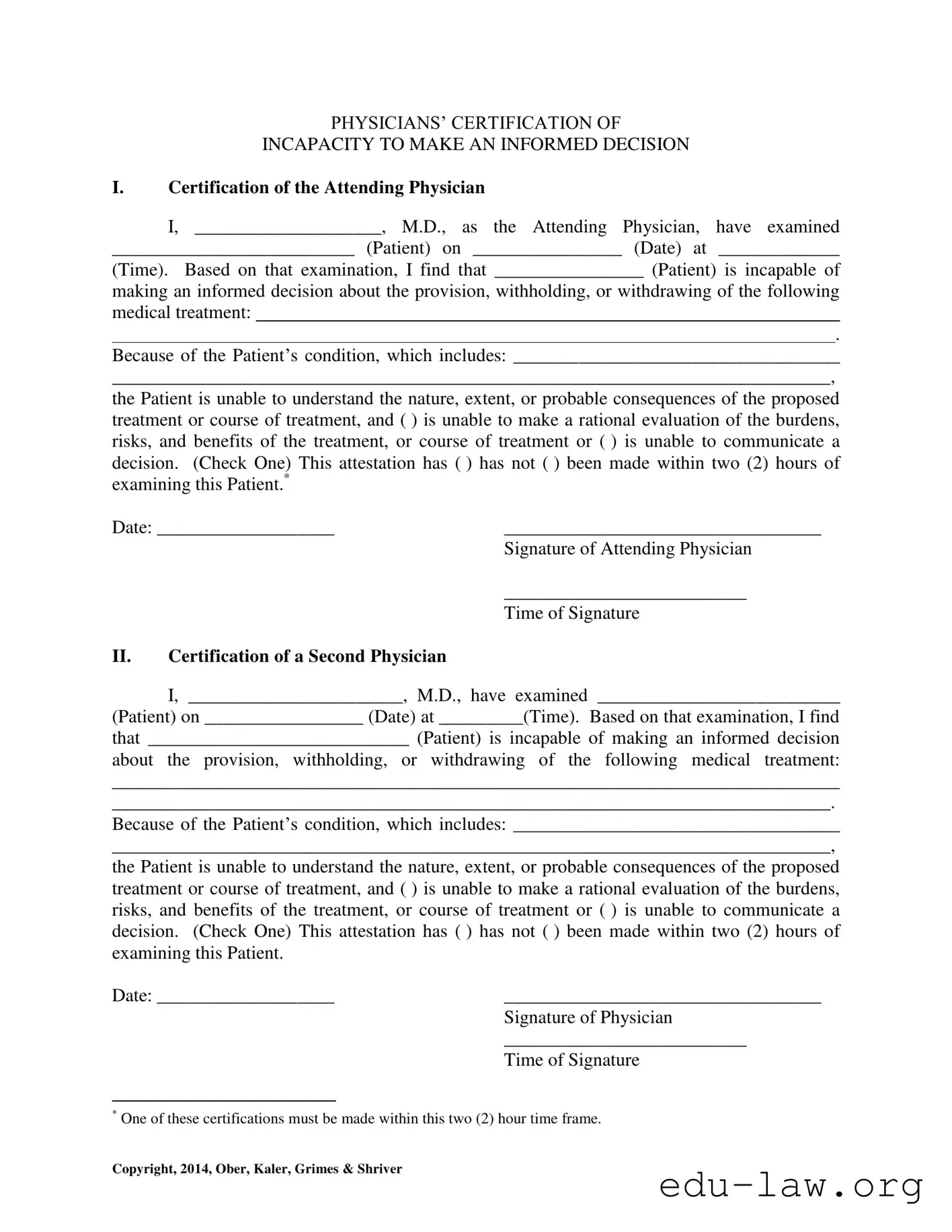 Fill in Your Certification Of Incapacity Template