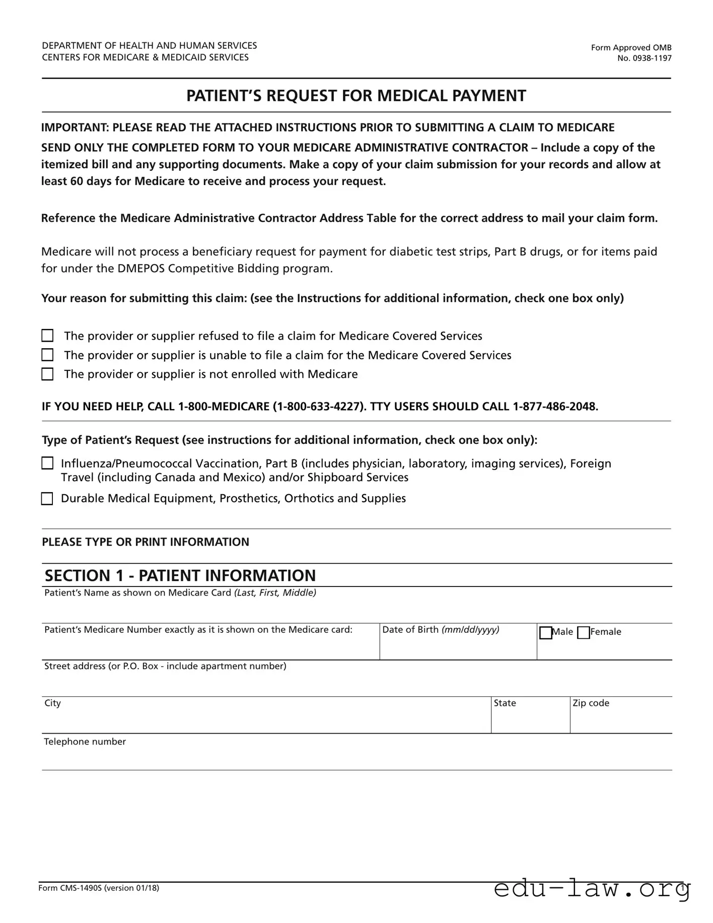 Fill in Your Cms 1490S Template