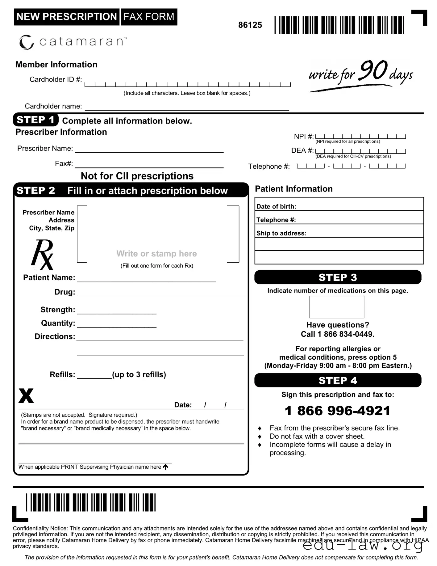 Fill in Your Cataramaran Fax Order Template