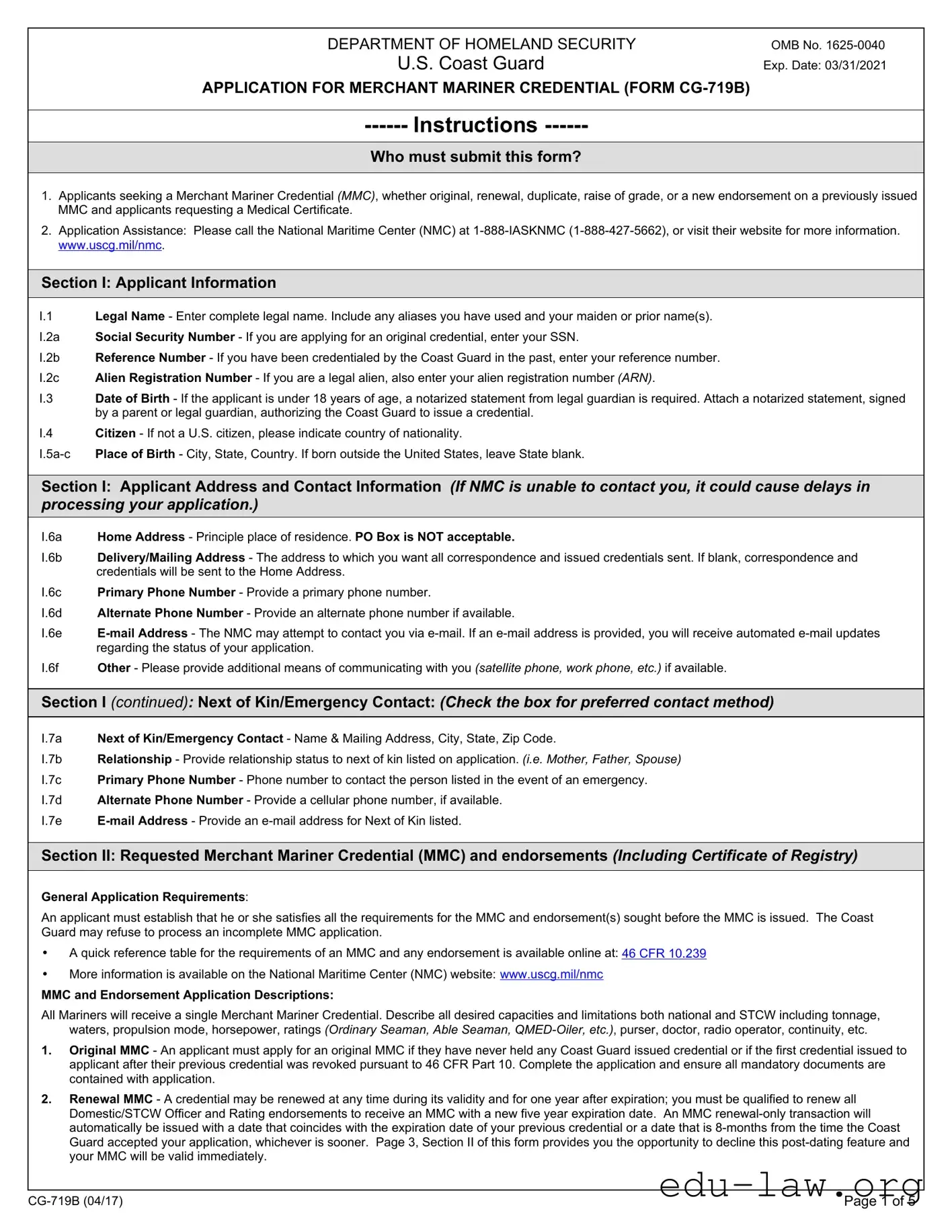 Fill in Your Cg 719B Template