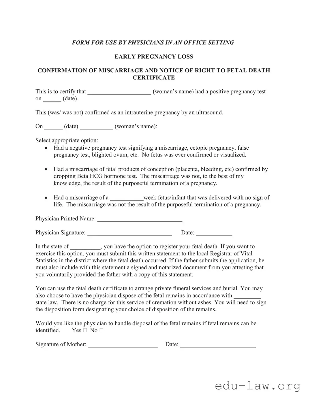 Fill in Your Miscarriage Discharge Paper Template