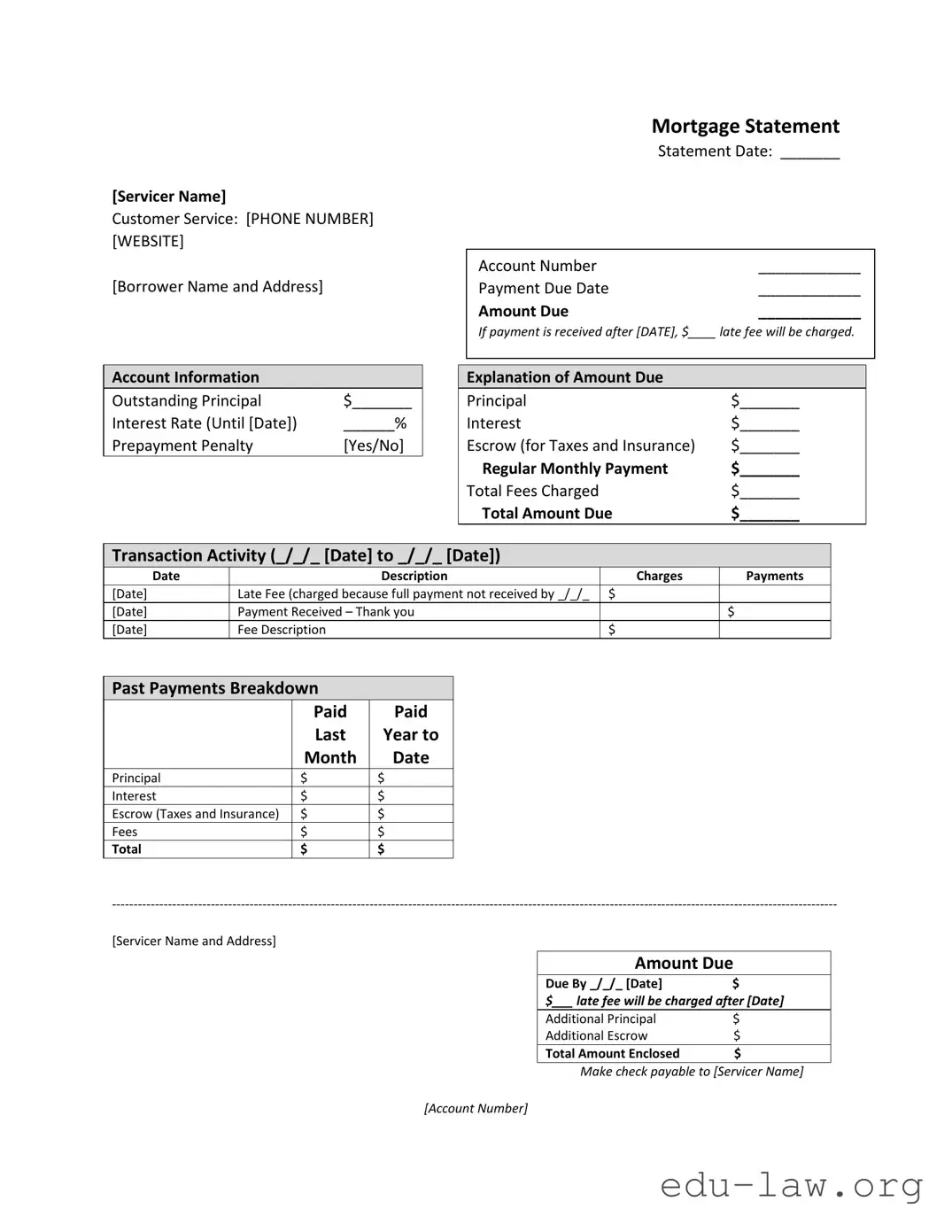 Fill in Your Mortgage Statement Template