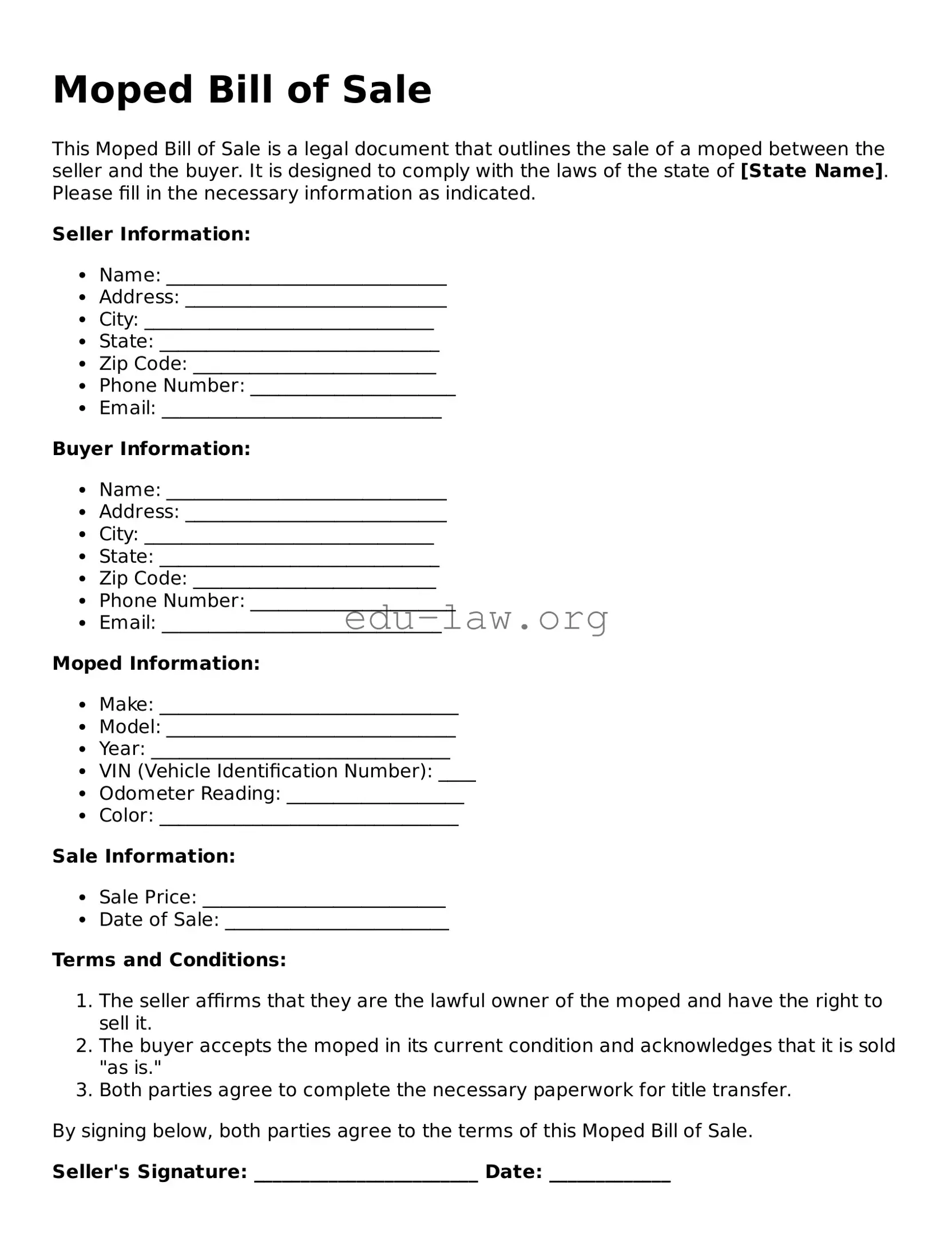 Moped Bill of Sale Template
