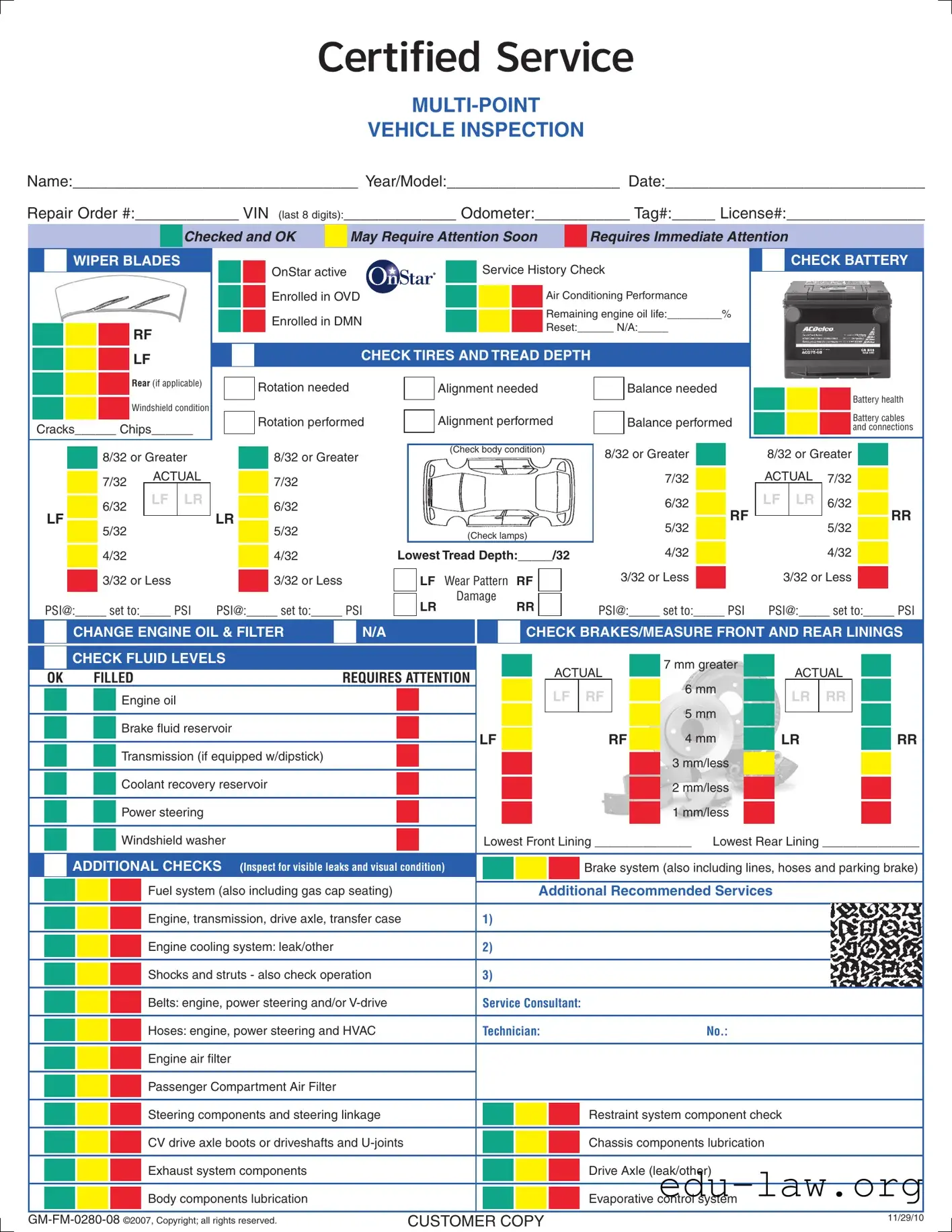 Fill in Your Automobile Service Checklist Template