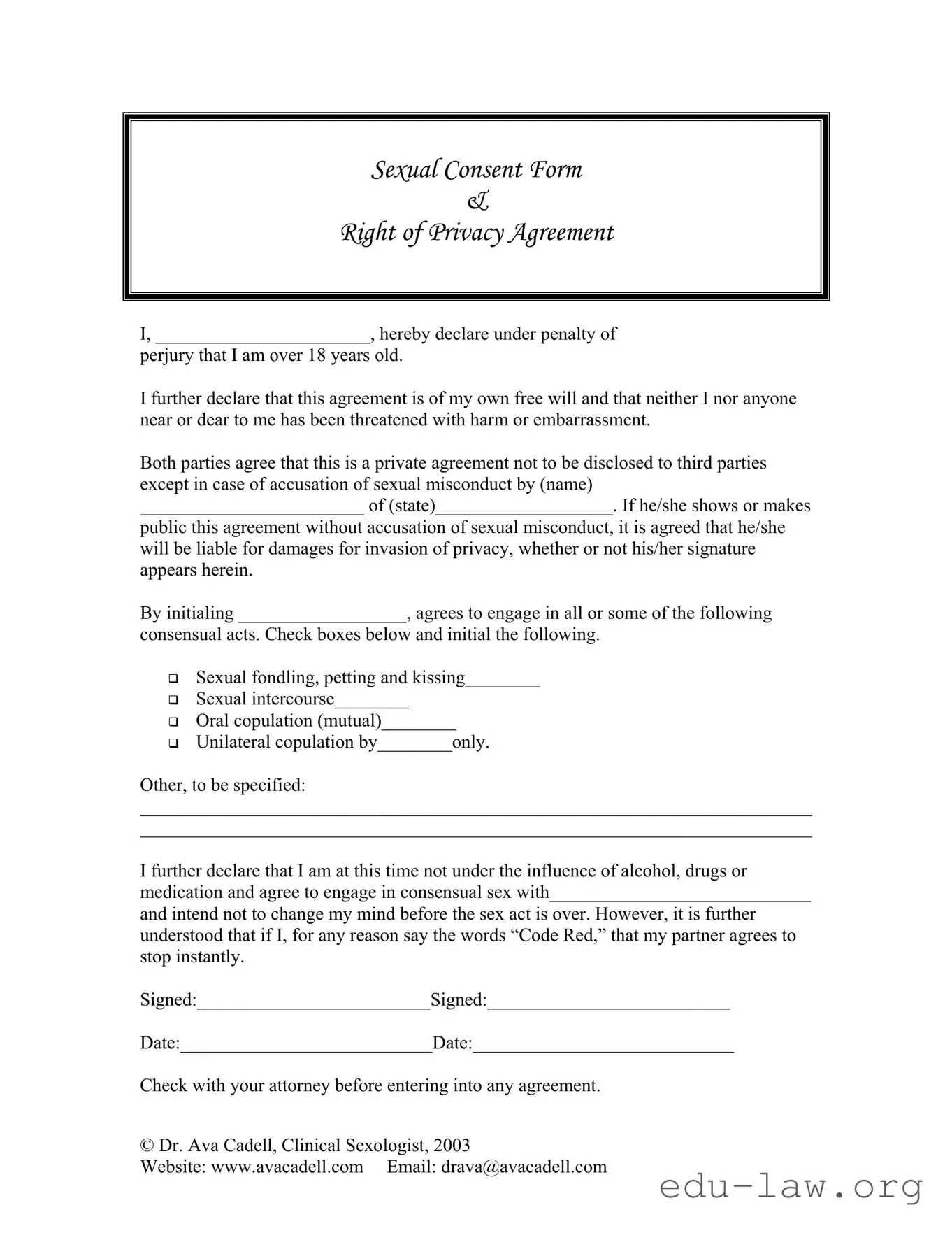 Fill in Your Sex Contract Template