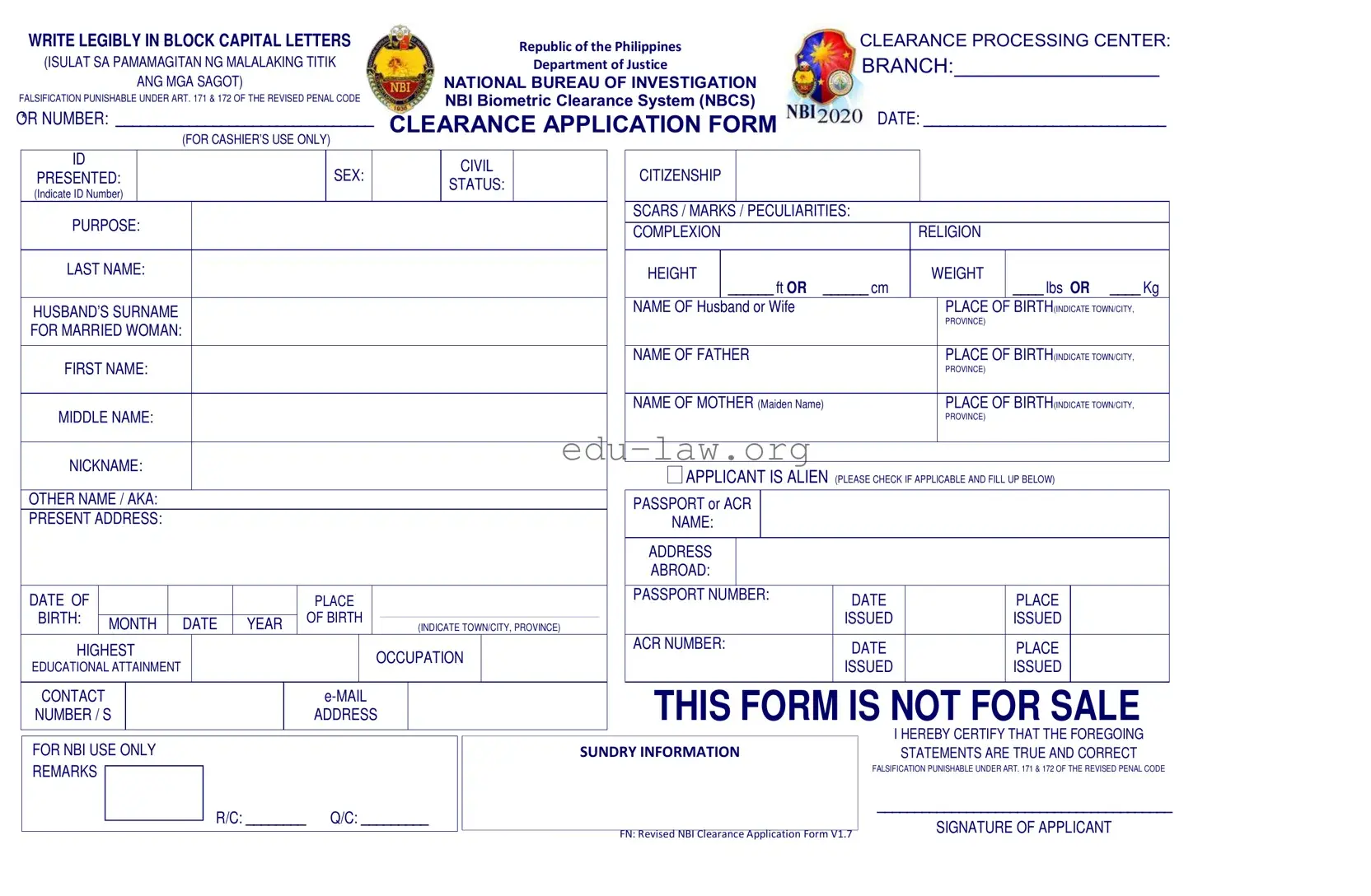 Fill in Your Nbi Clearance Template