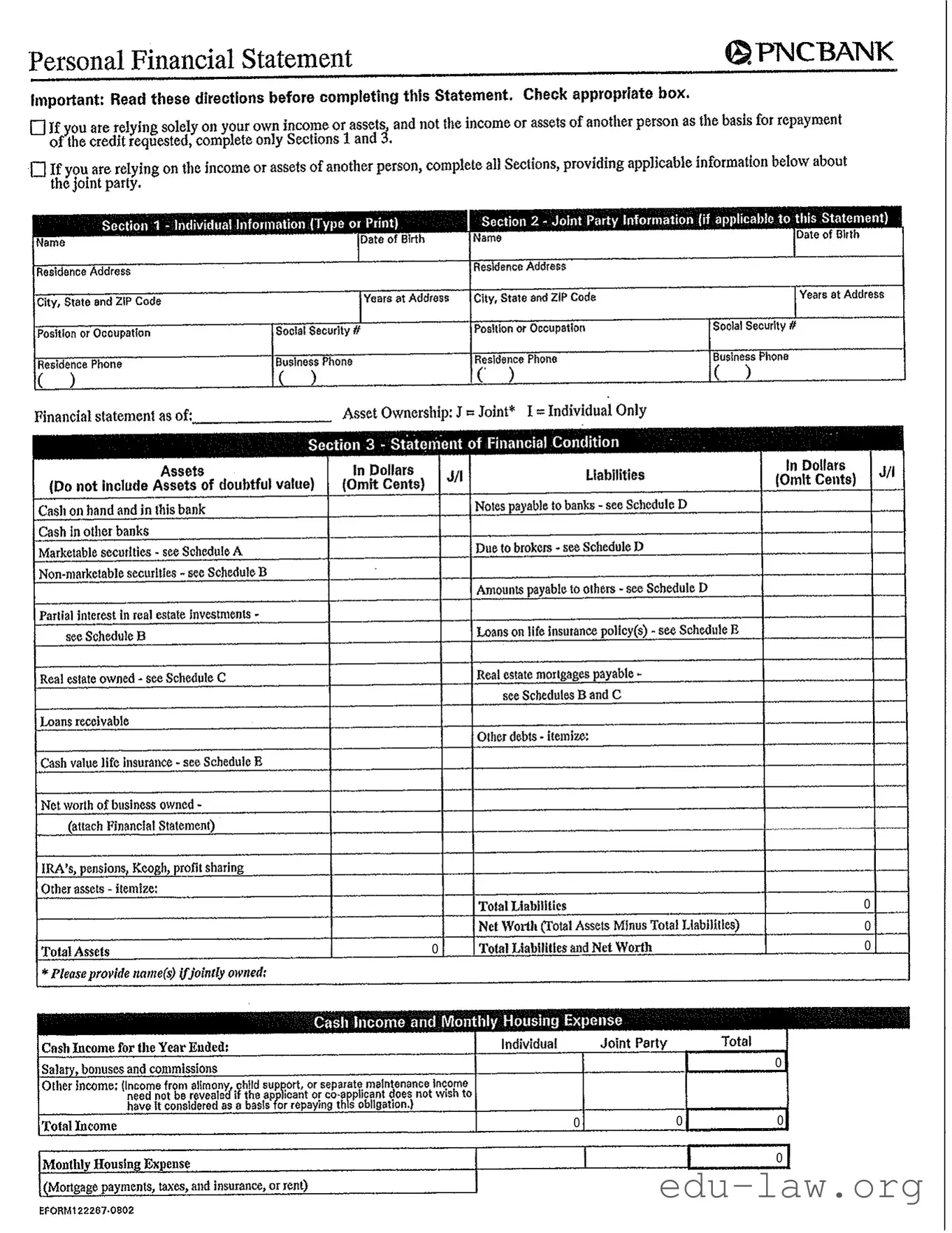Fill in Your Pnc Bank Statement Template