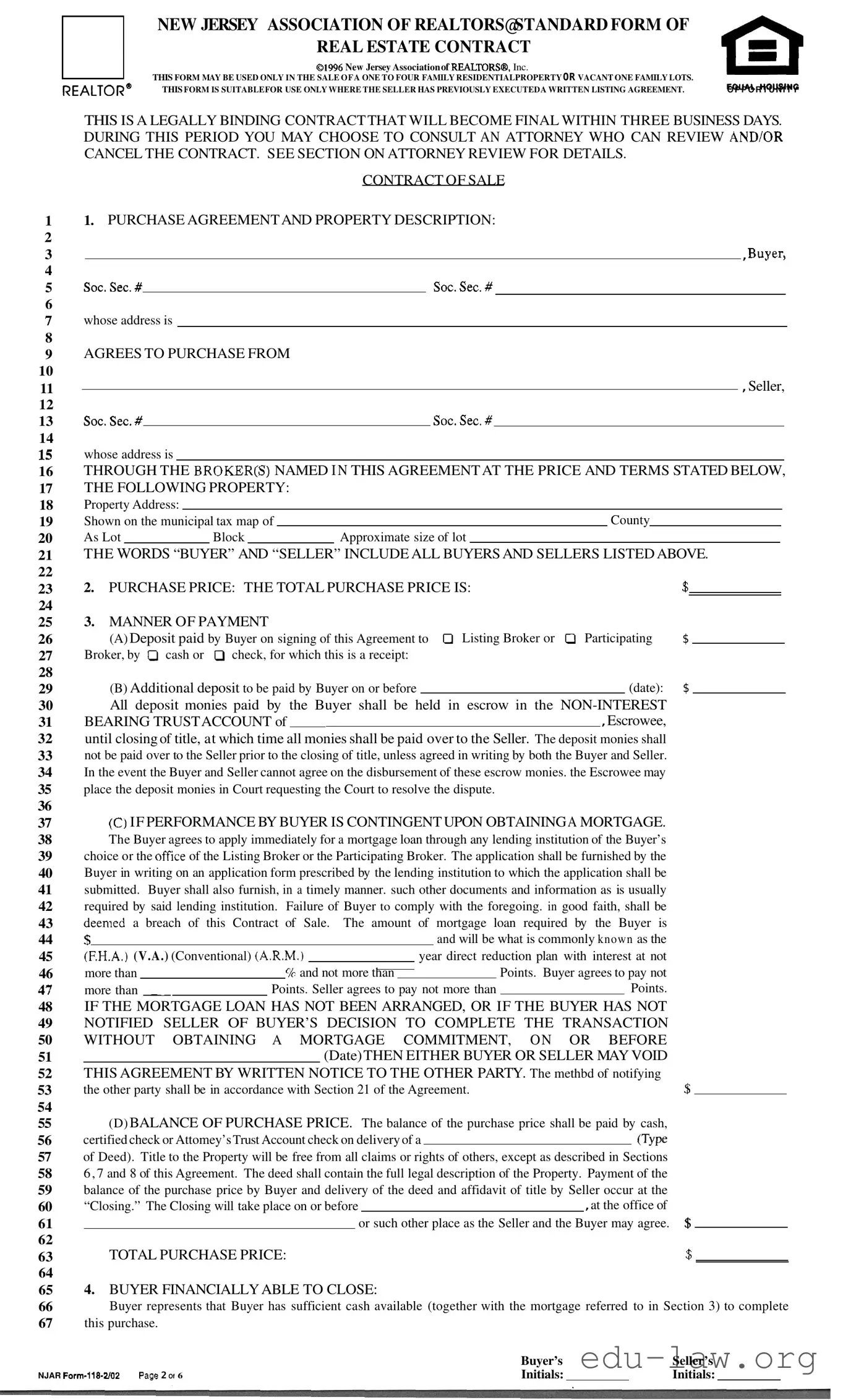 Fill in Your Njar Real Estate Contract Template