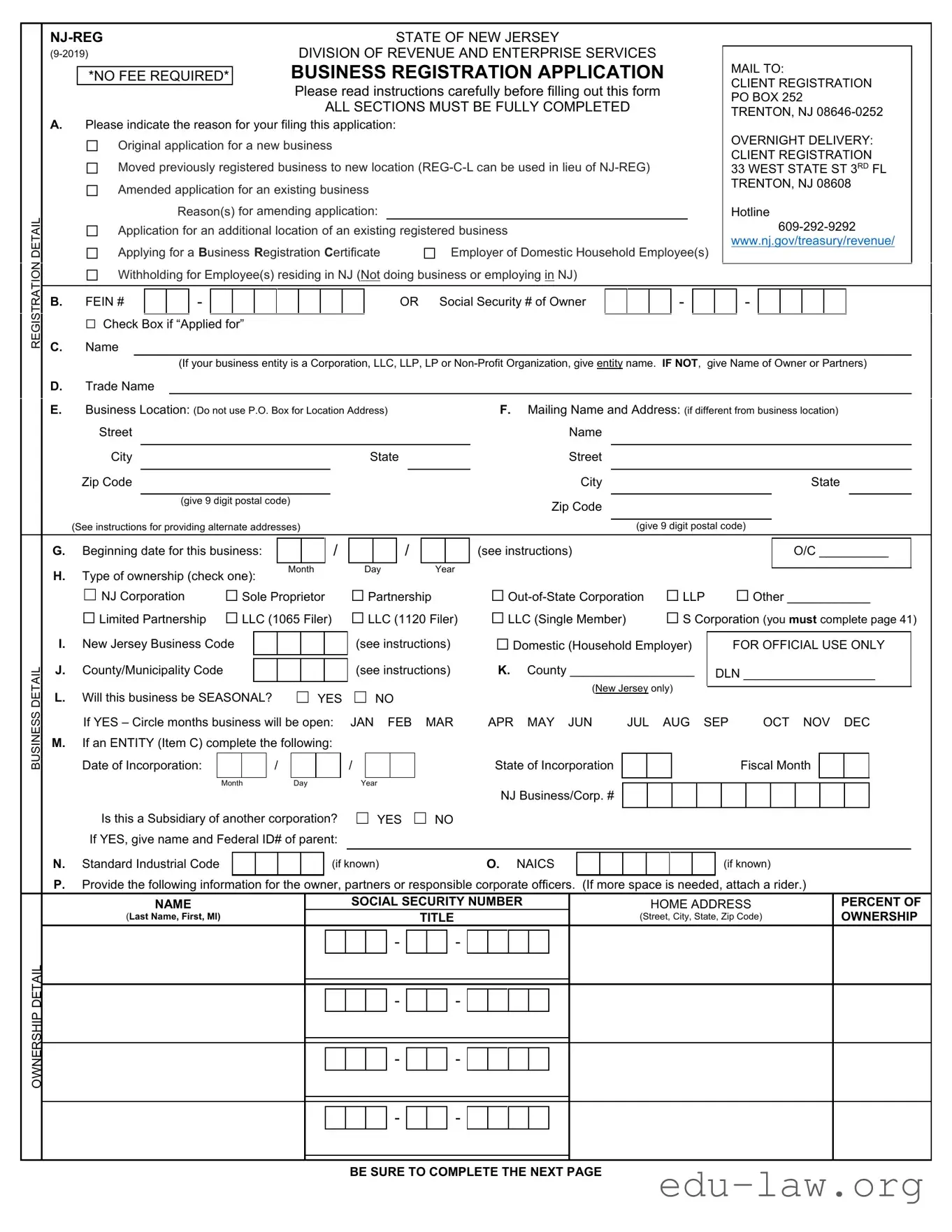 Fill in Your Nj Reg Template